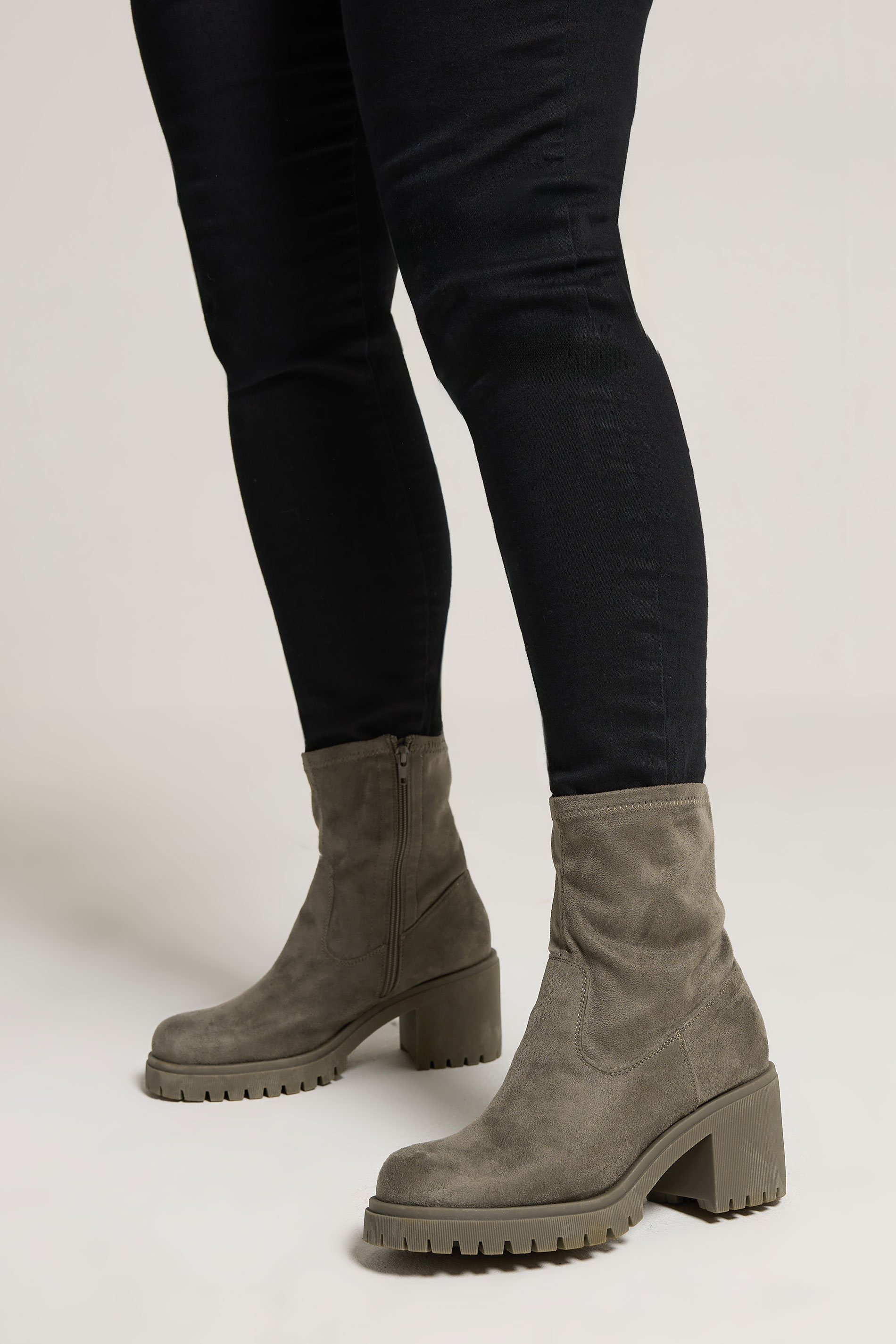Mocha Brown Faux Suede Stretch Sock Boots In Extra Wide EEE Fit | Yours Clothing 2