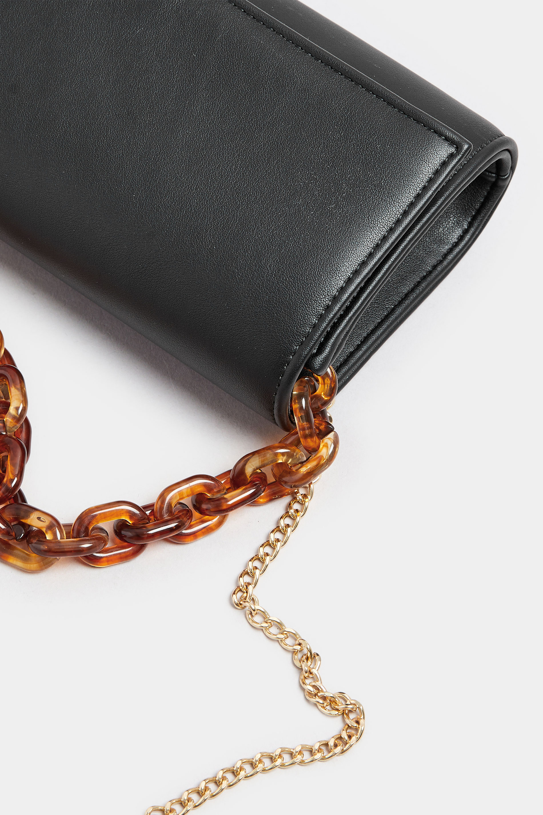 Black Faux Leather Double Chain Bag | Yours Clothing 4