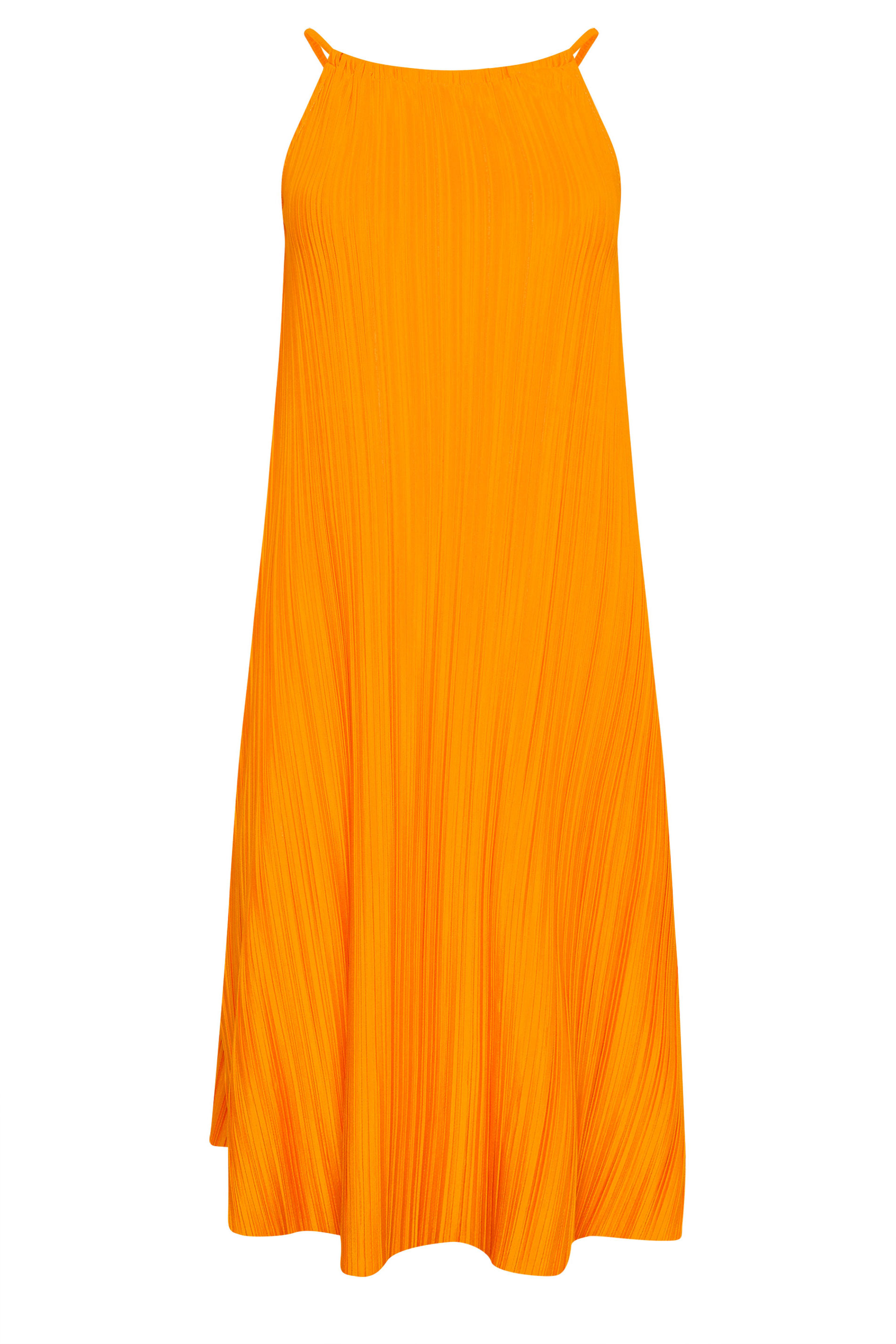 PixieGirl Petite Women's Orange Plisse Midi Dress | PixieGirl 8