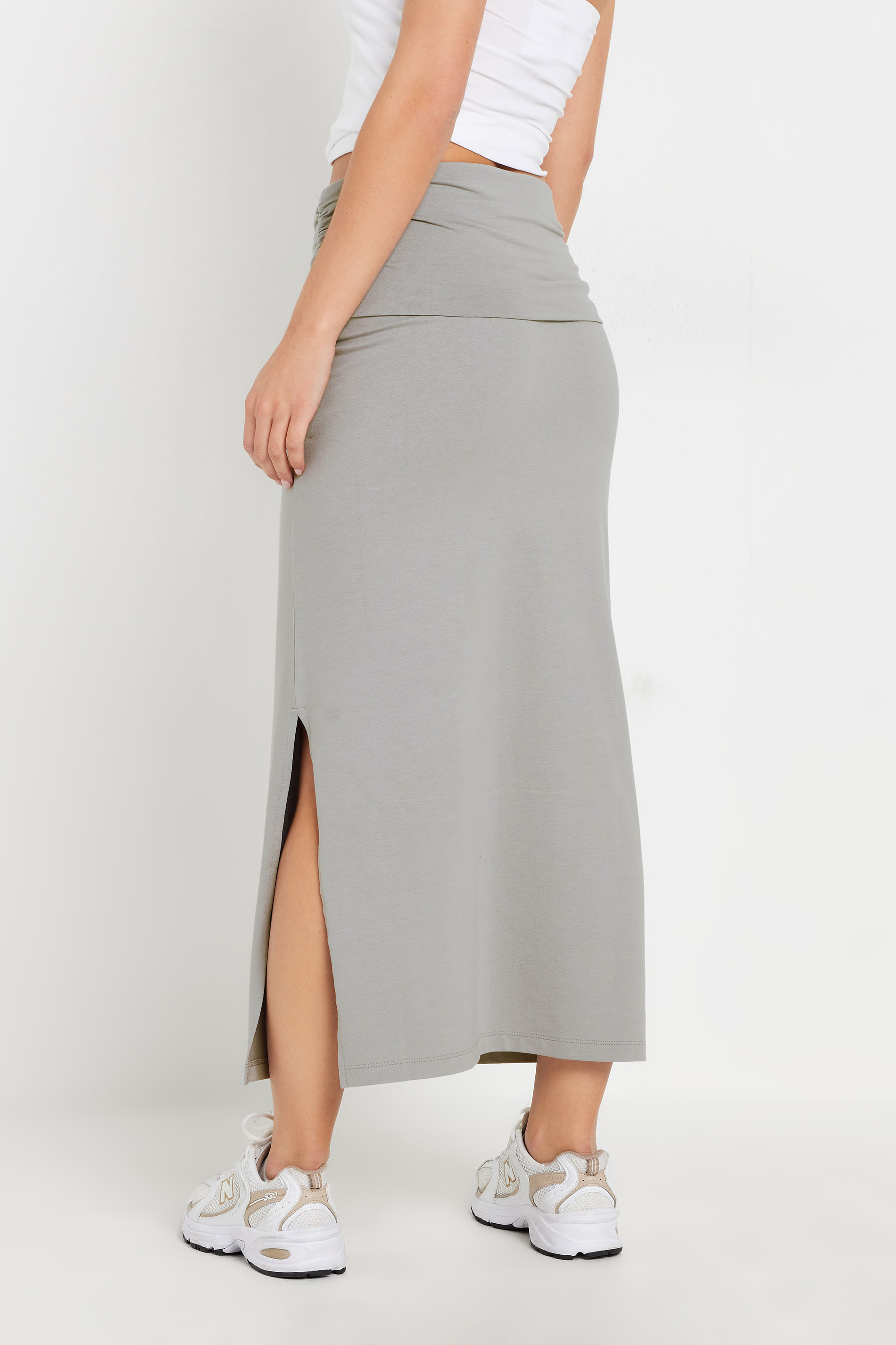 PixieGirl Petite Women's Grey Fold Over Maxi Skirt | PixieGirl 3