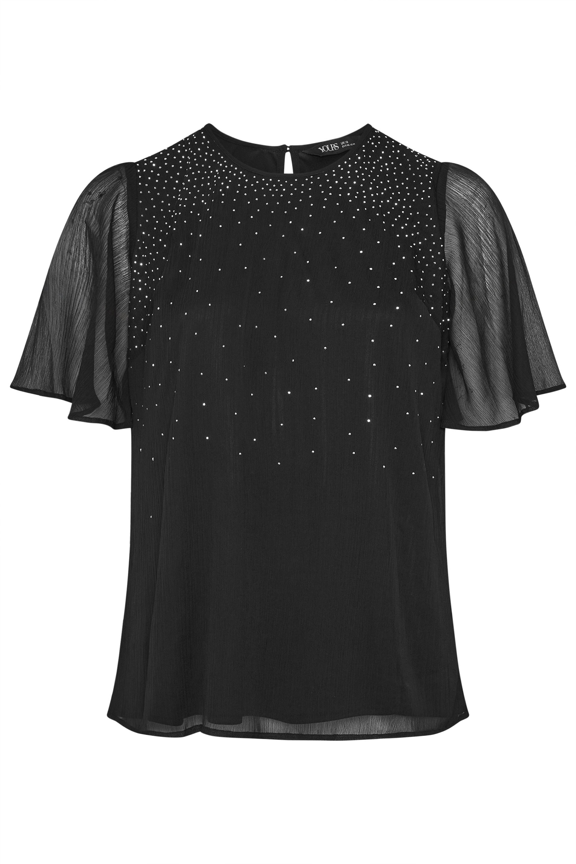 YOURS Plus Size Black Diamante Blouse | Yours Clothing 5