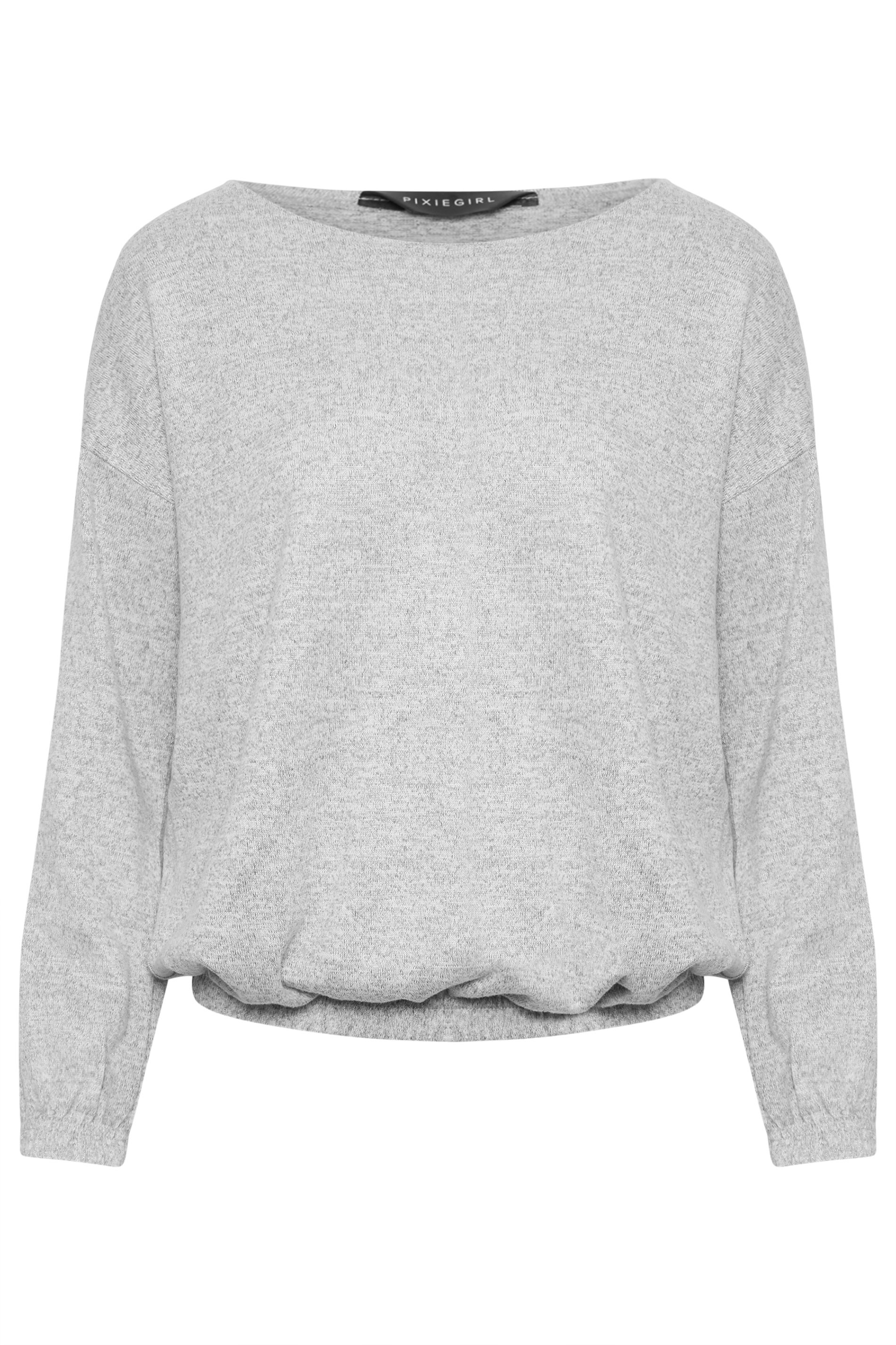 PixieGirl Grey Marl Long Sleeve Top | PixieGirl  4