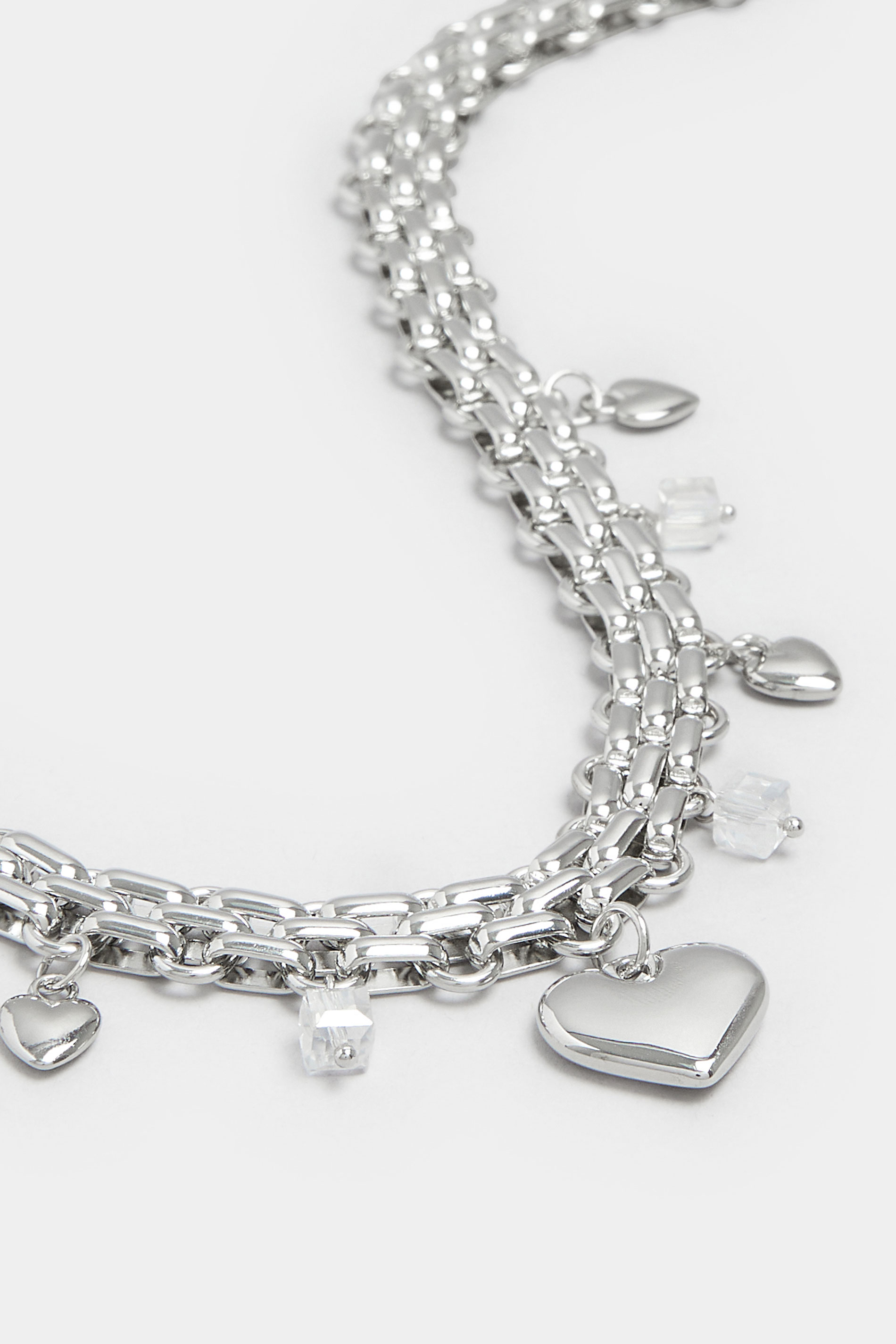 Silver Tone Chain Heart Necklace | Yours Clothing 3
