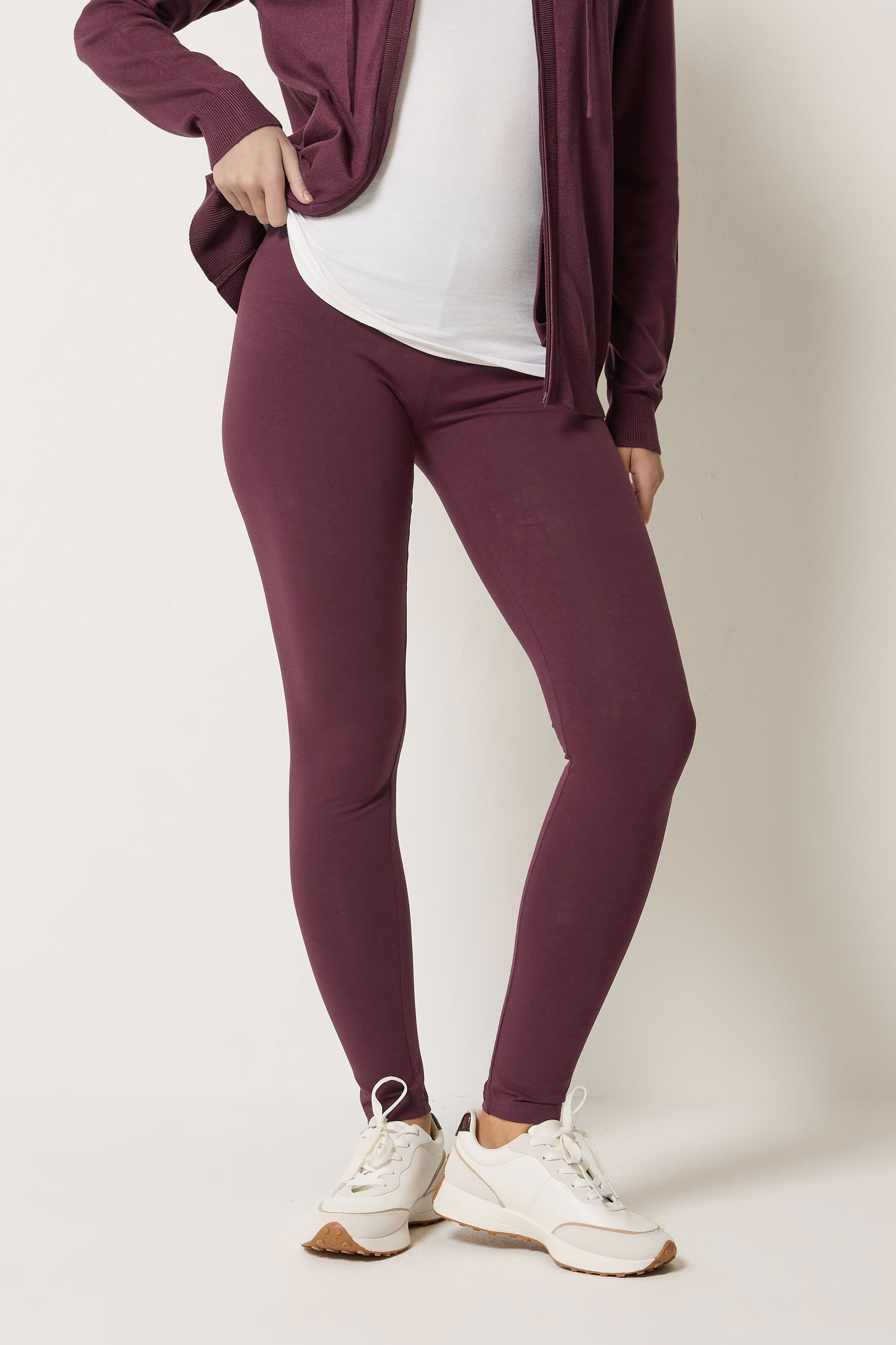 M&Co Berry Purple Stretch Leggings | M&Co 3