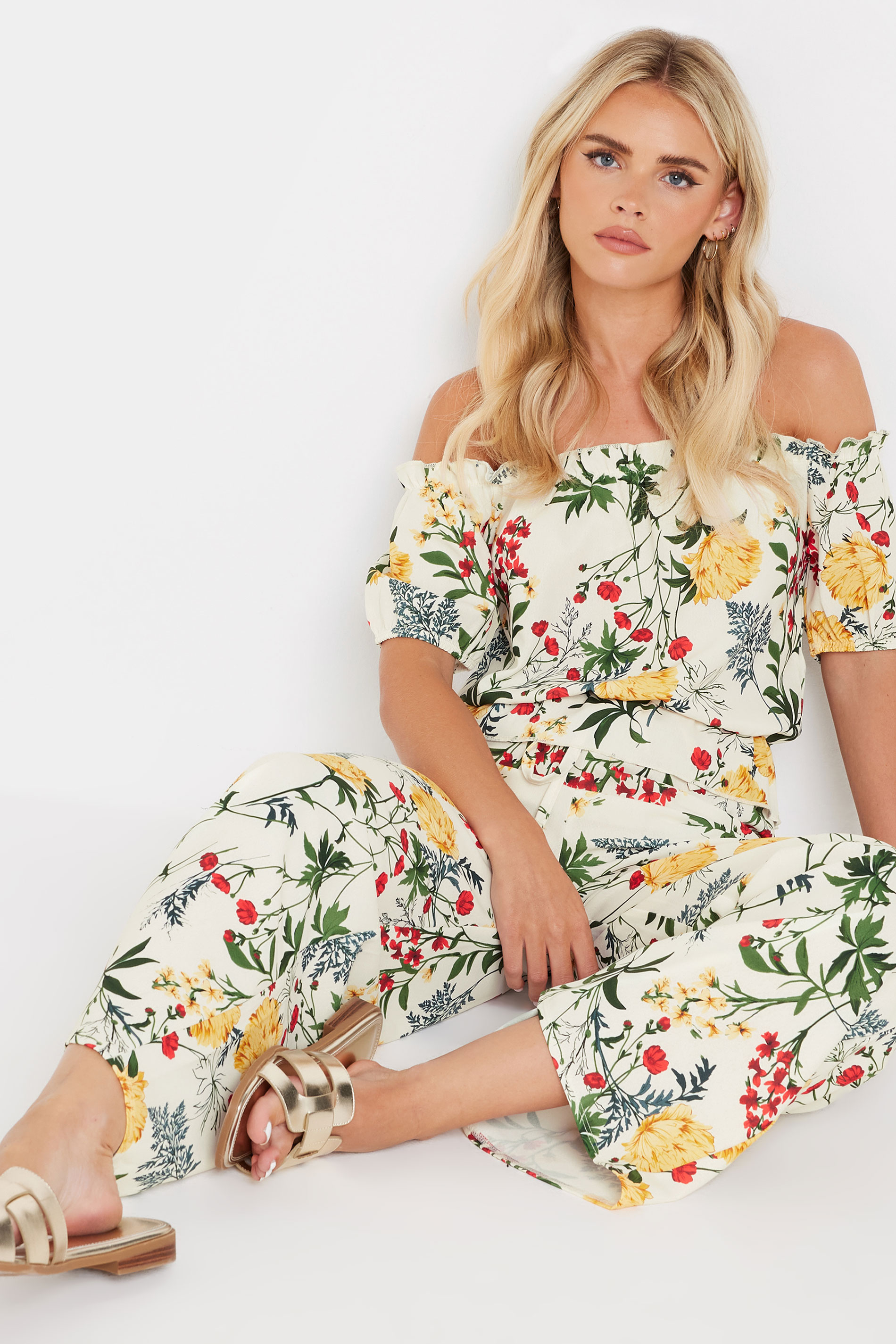 PixieGirl White Floral Bardot Top | PixieGirl 1