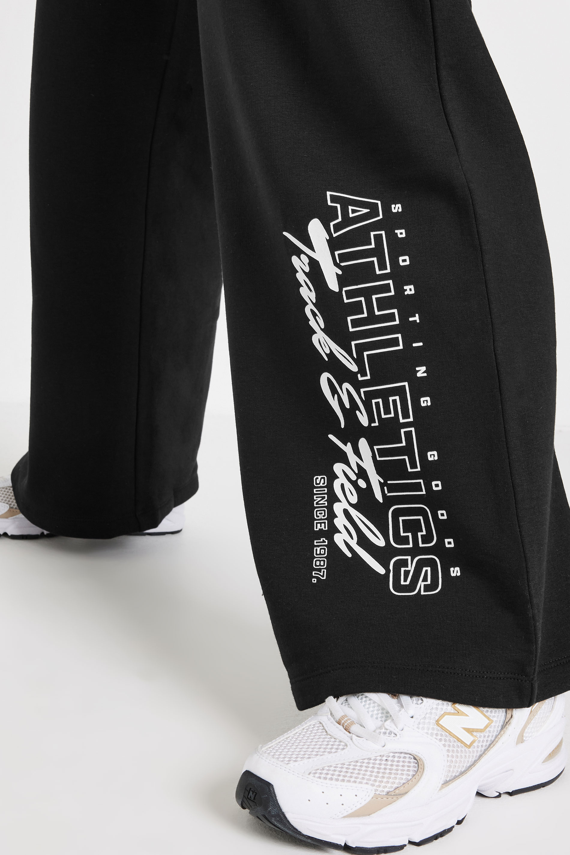 PixieGirl Petite Women's Black Athletics Wide Leg Jogger | PixieGirl 5