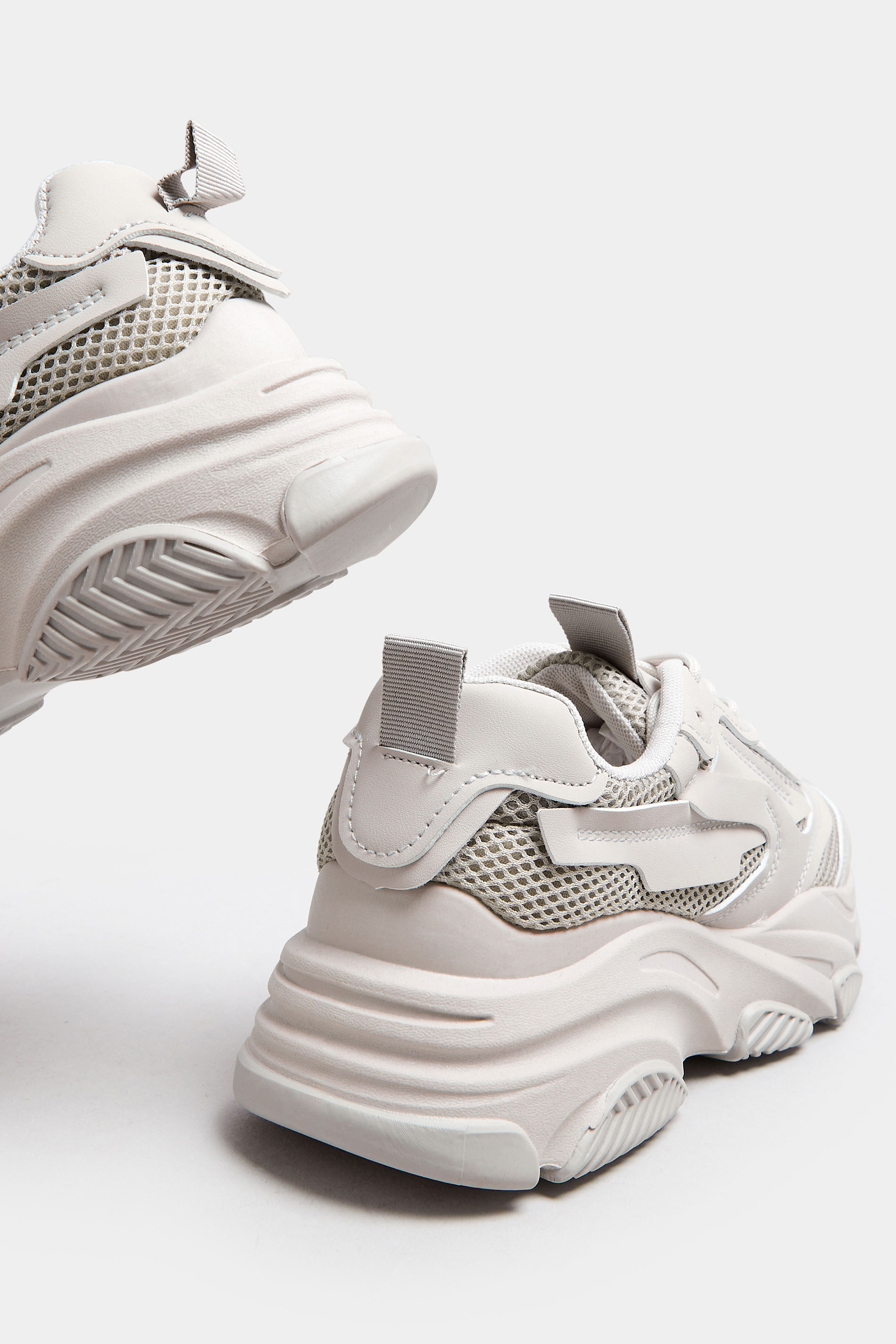 Light Grey Chunky Lace Up Trainers In Standard Fit | Yours Clothing 4