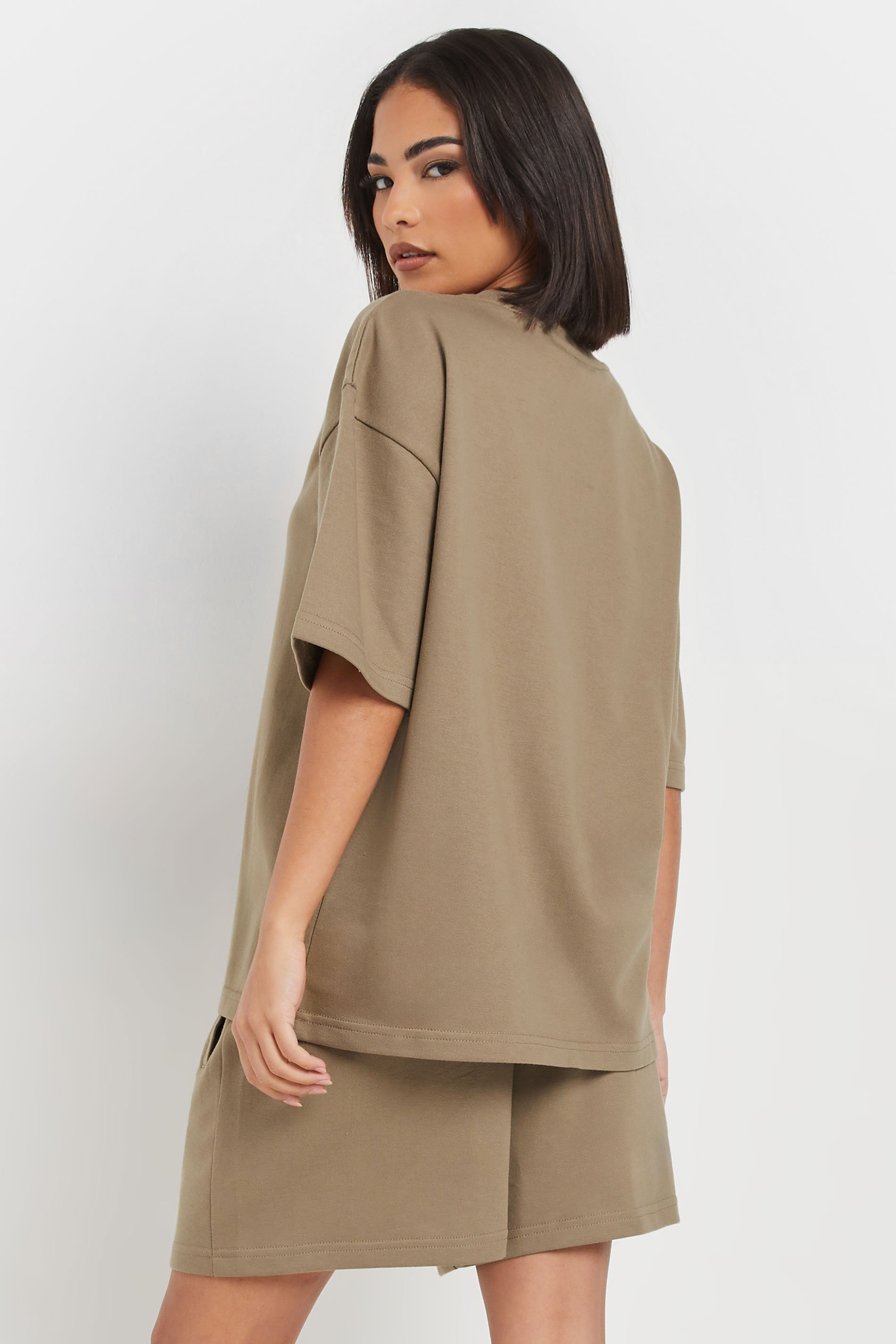 PixieGirl Petite Women's Brown Sweat Jersey T-Shirt & Shorts Set | PixieGirl 3