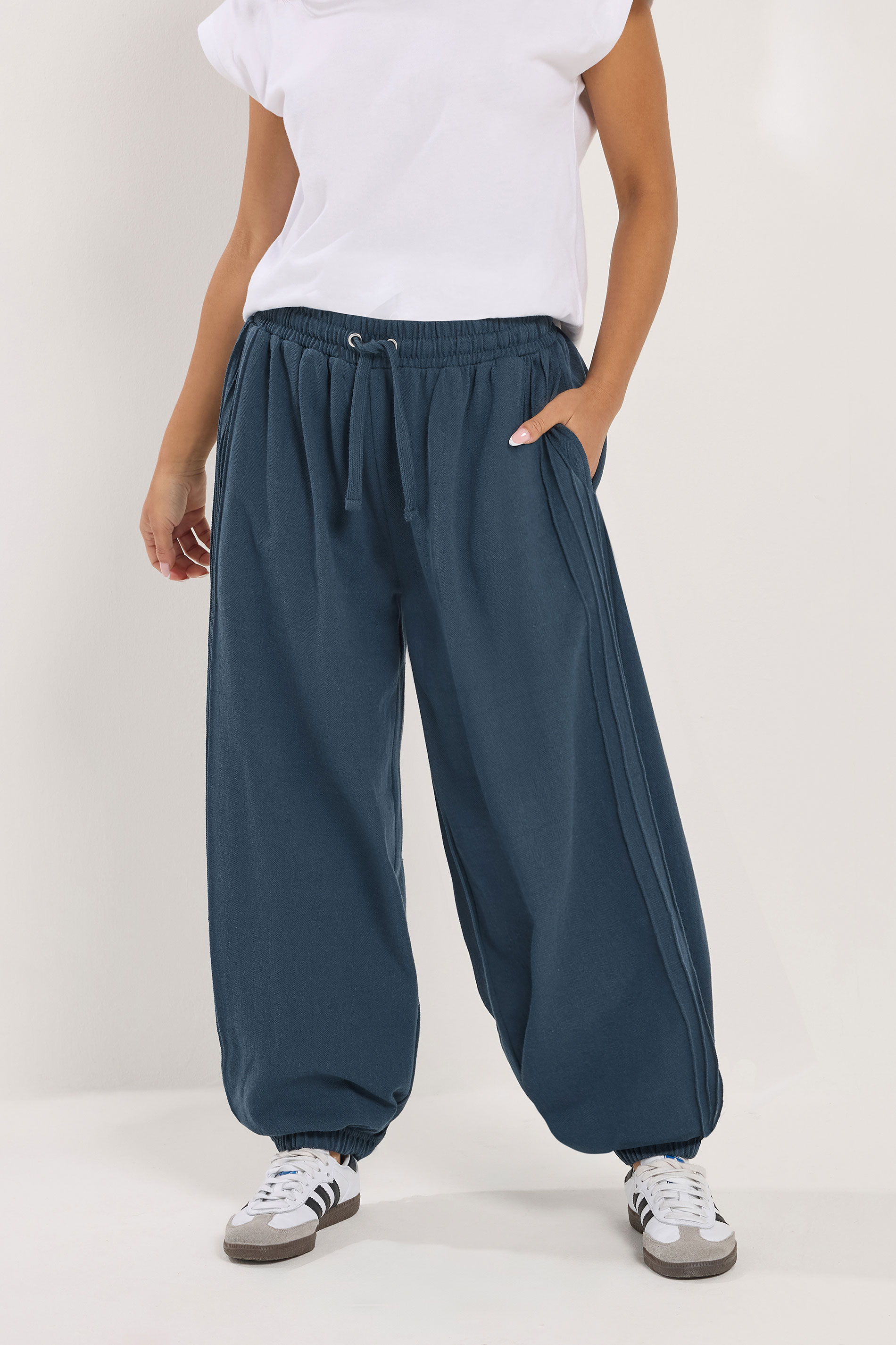 PixieGirl Petite Women's Dark Blue Balloon Trousers | PixieGirl 2