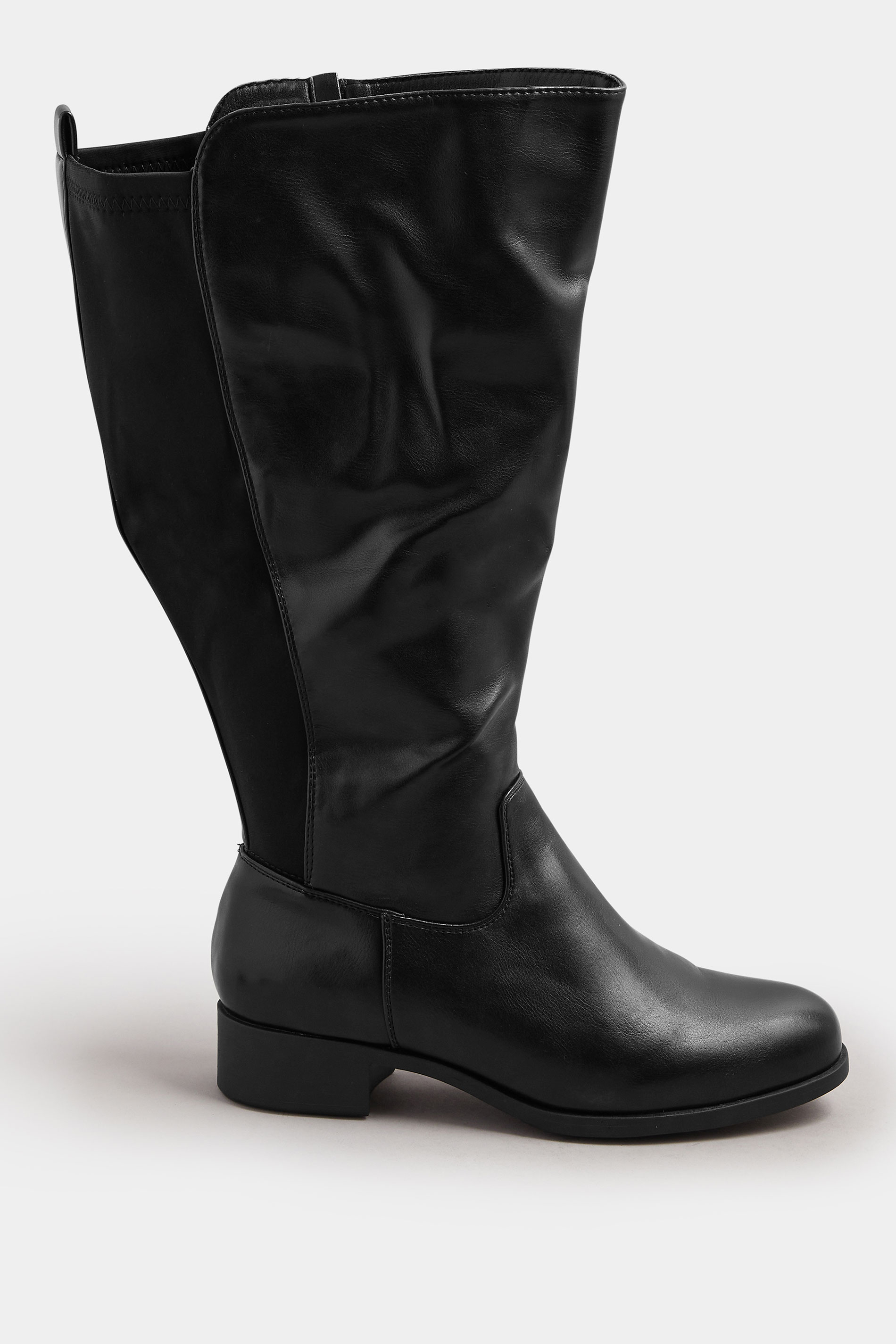 Black Faux Leather Wide Calf Knee High Boots In Extra Wide EEE Fit | Yours Clothing 3