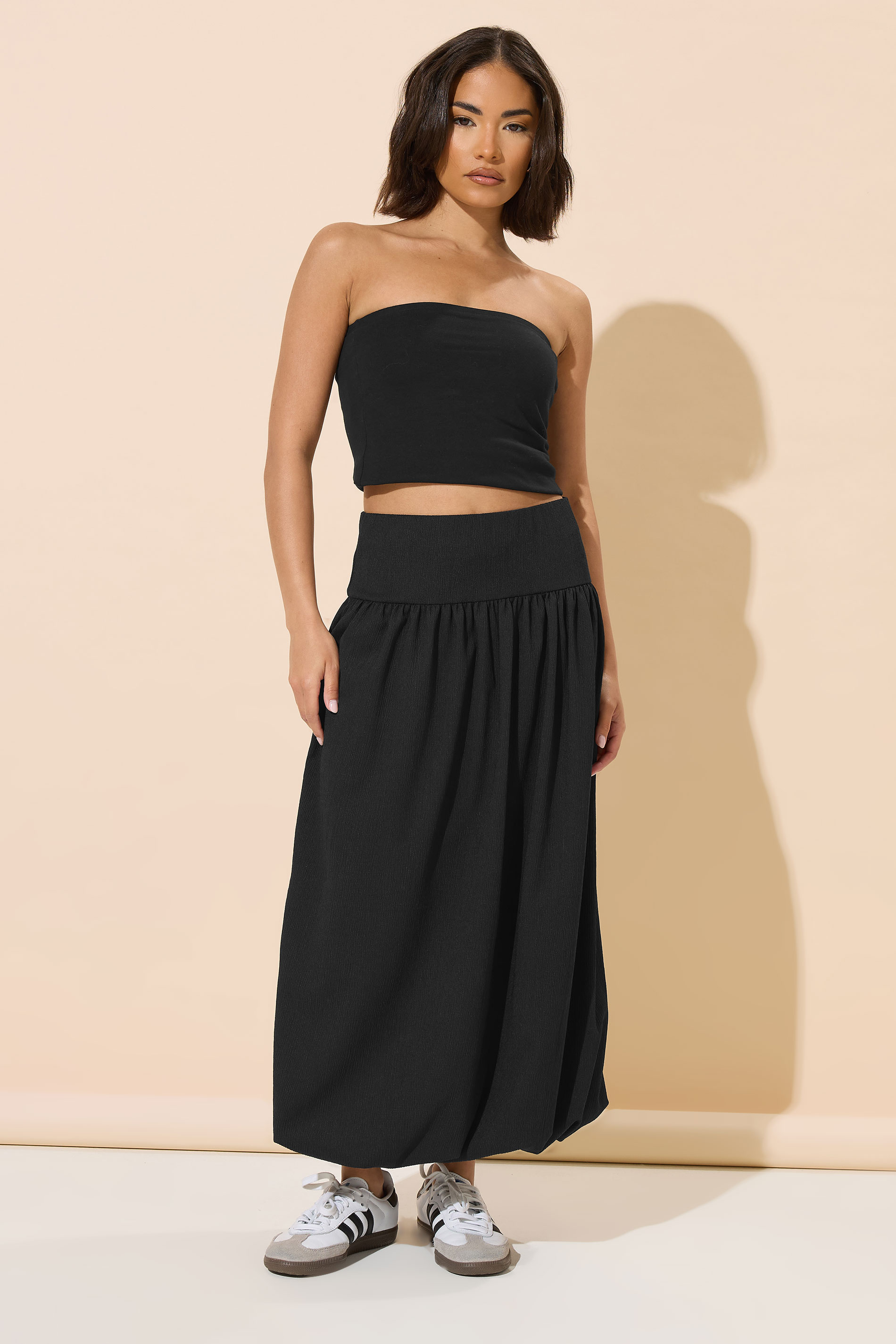 PixieGirl Petite Women's Black Bubble Hem Maxi Skirt | PixieGirl 2