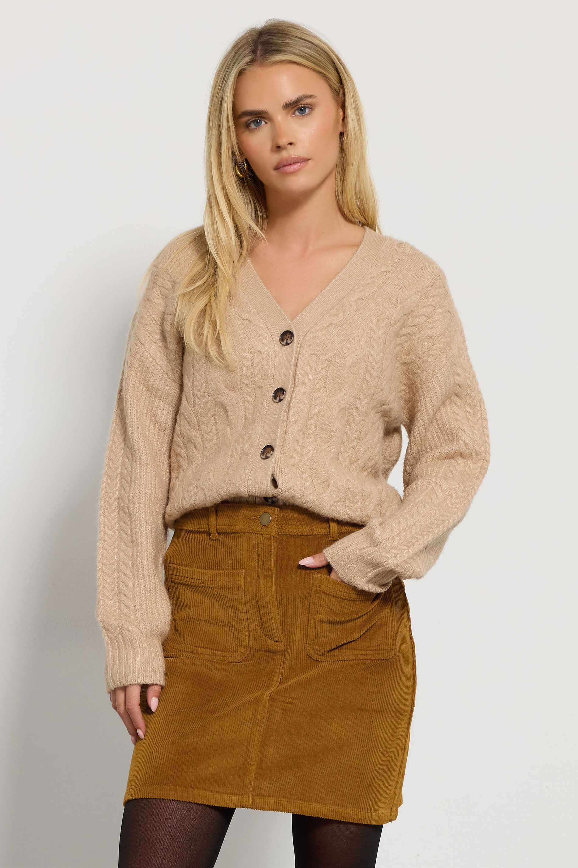 M&Co Petite Ocre Brown Cord A-Line Skirt | M&Co 3