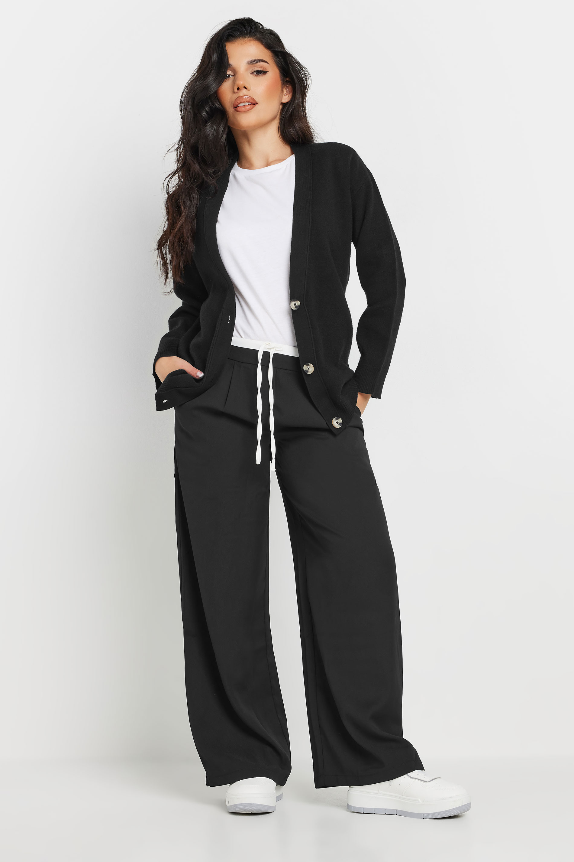 PixieGirl Petite Women's Black V-Neck Button Cardigan | PixieGirl 2