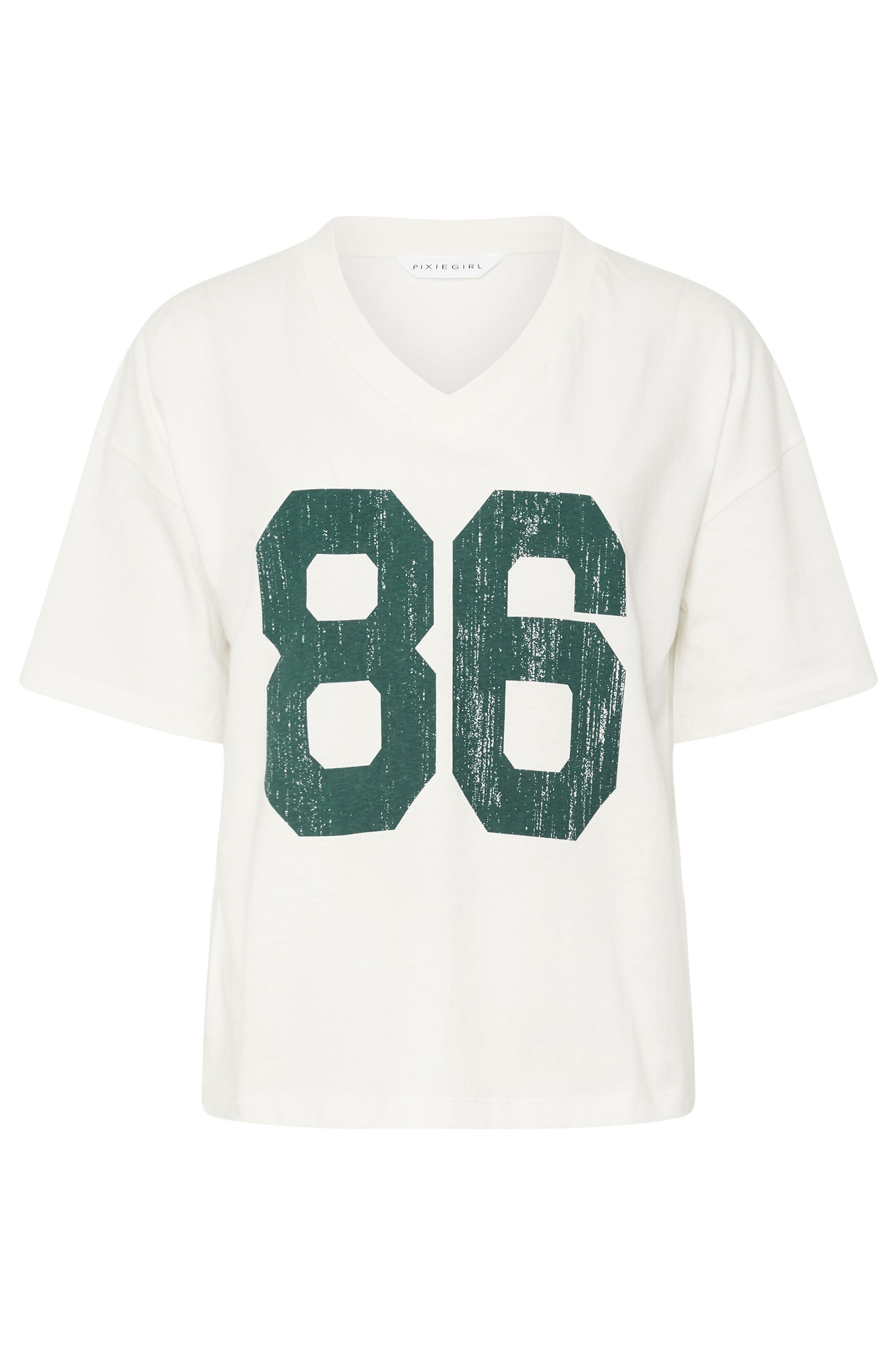 PixieGirl Petite Women's White Jersey Graphic Varsity T-Shirt | PixieGirl 5