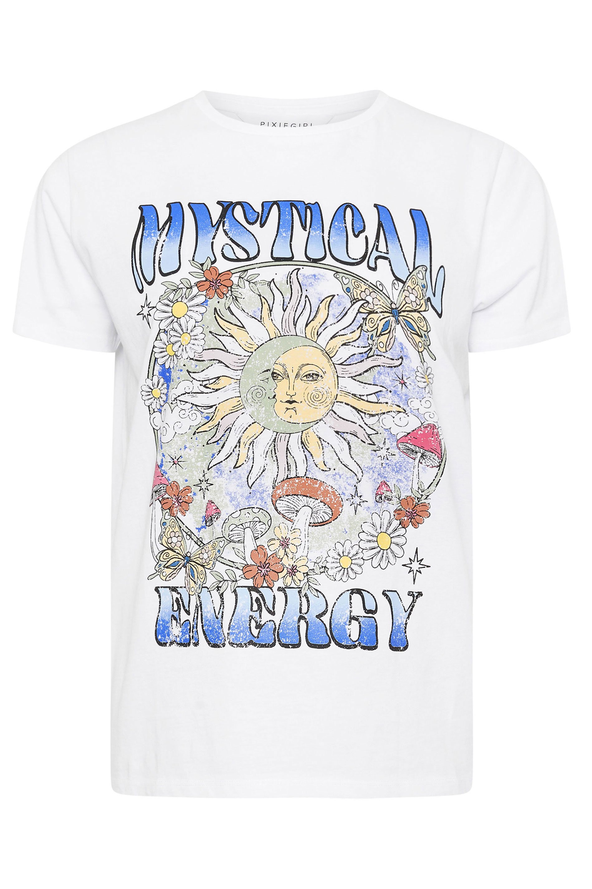 PixieGirl Petite Women's White 'Mystical Energy' Slogan T-Shirt | PixieGirl 5