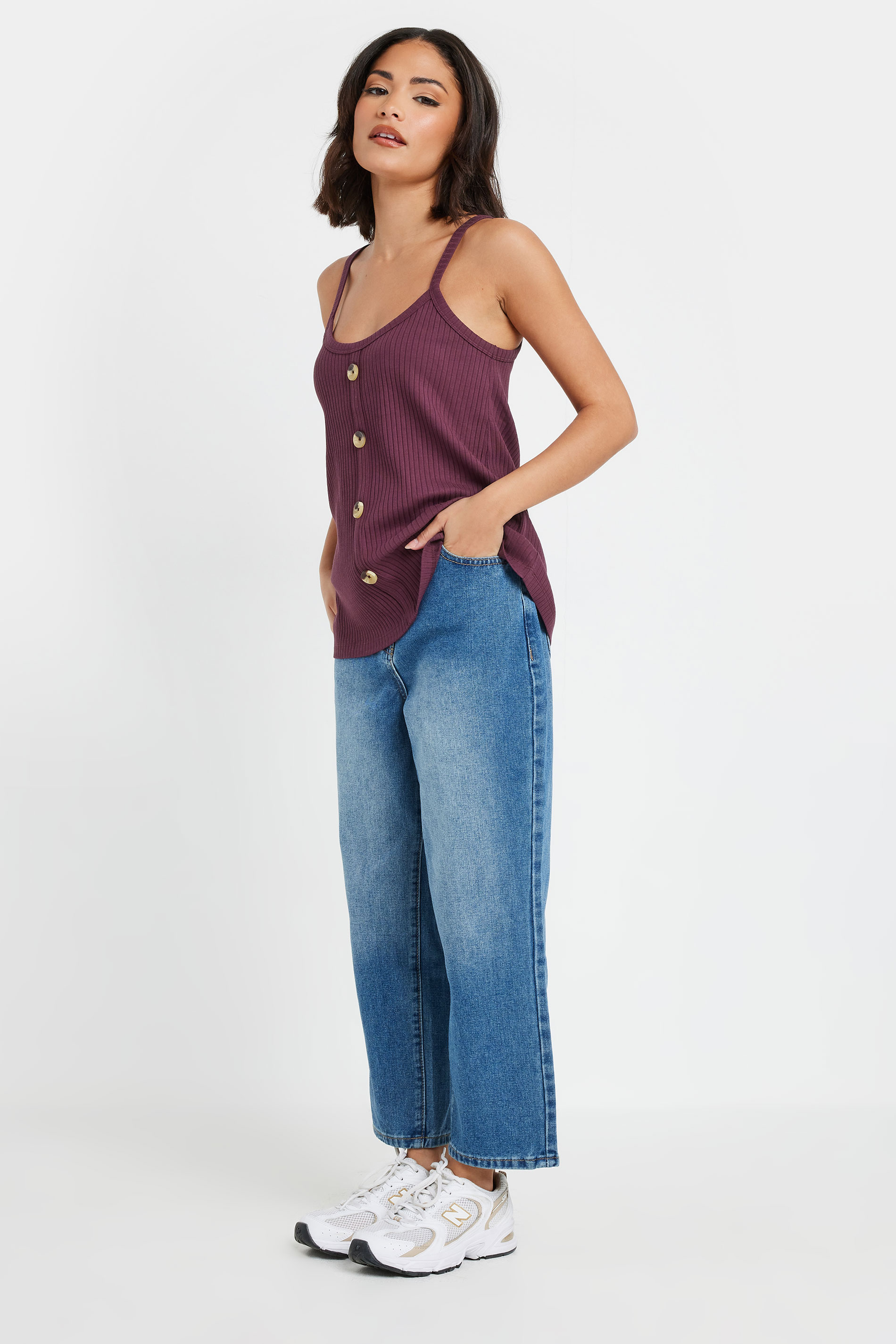 PixieGirl Petite Women's 2 PACK Sage Green & Purple Button Down Cami Tops | PixieGirl 3
