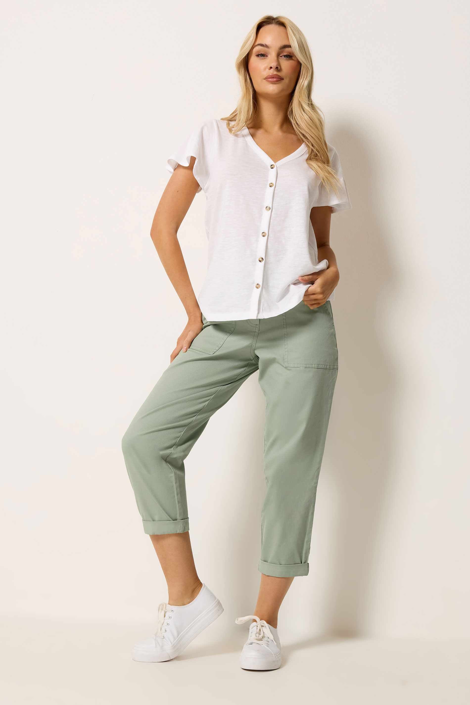 M&Co Sage Green Twill Carpenter Trousers | M&Co 1