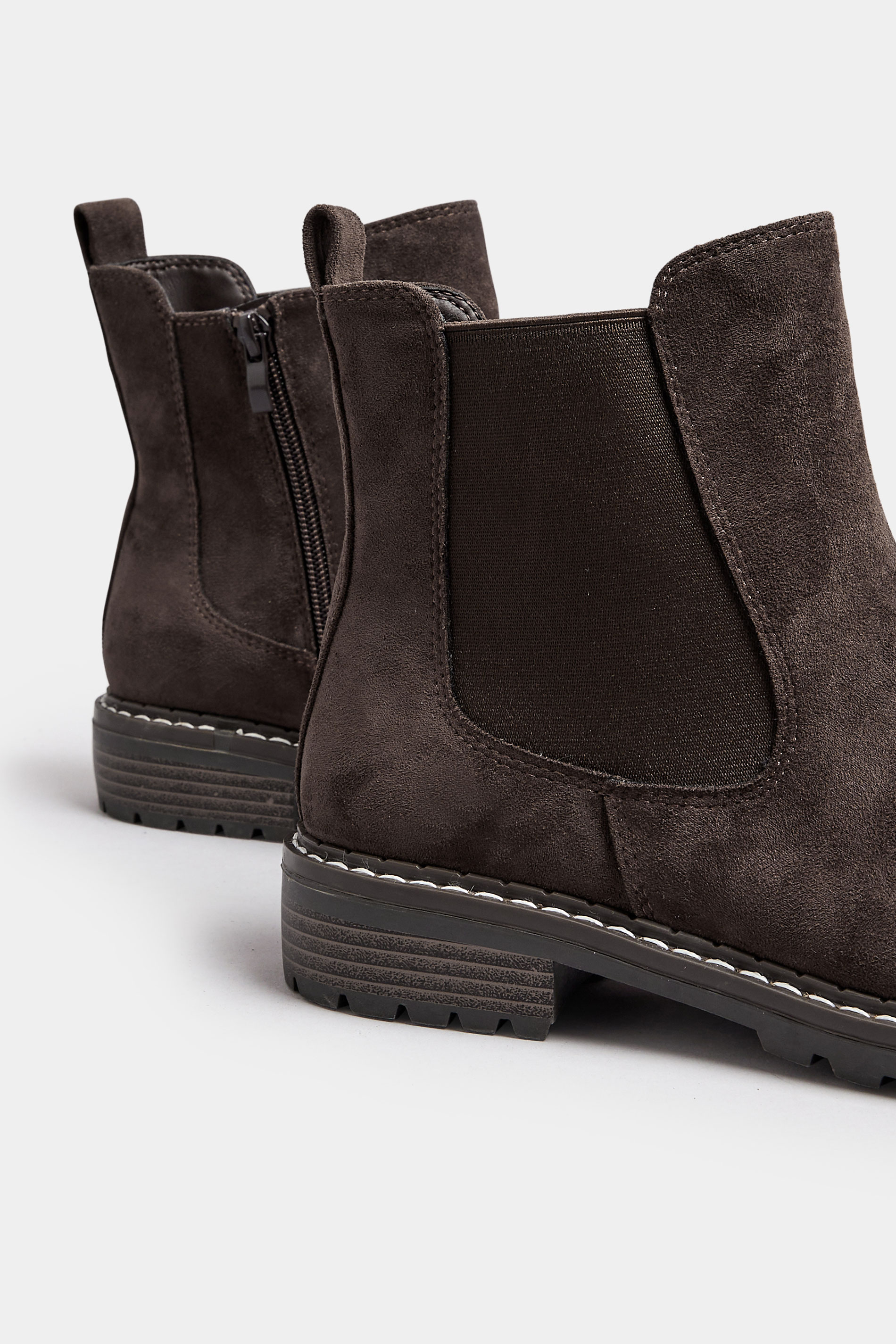 Brown Faux Suede Chelsea Boots In Wide E & Extra Wide EEE Fit | Yours Clothing 6