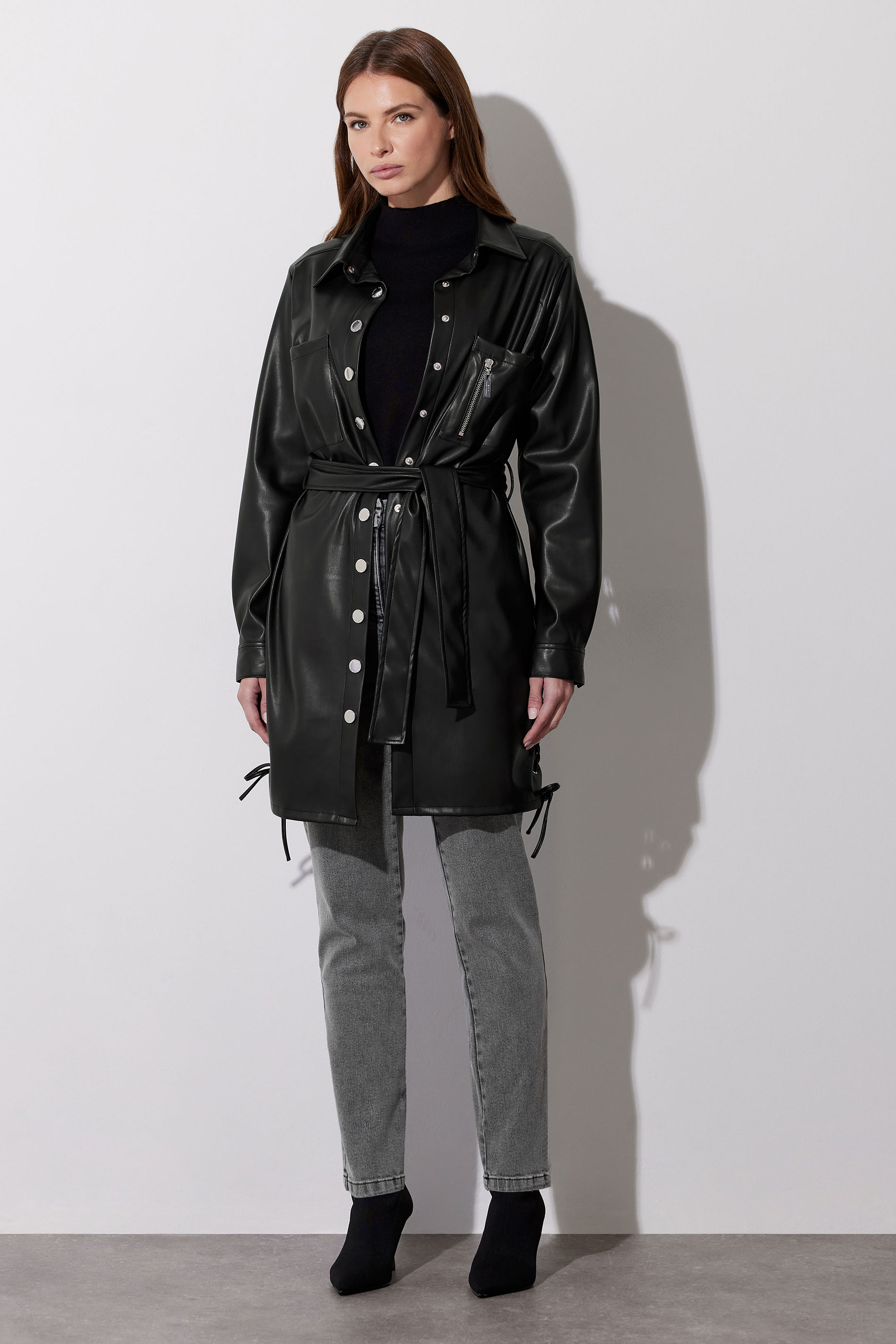 STAR Black Faux Leather Shirt Dress | StarByJM 6