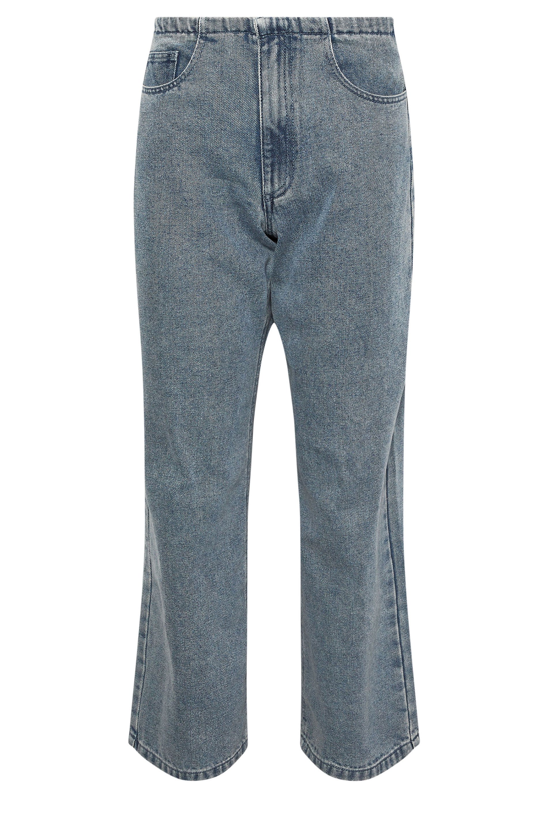 PixieGirl Petite Women's Blue Denim Thin Waistband Wide Leg Jeans | PixieGirl  6