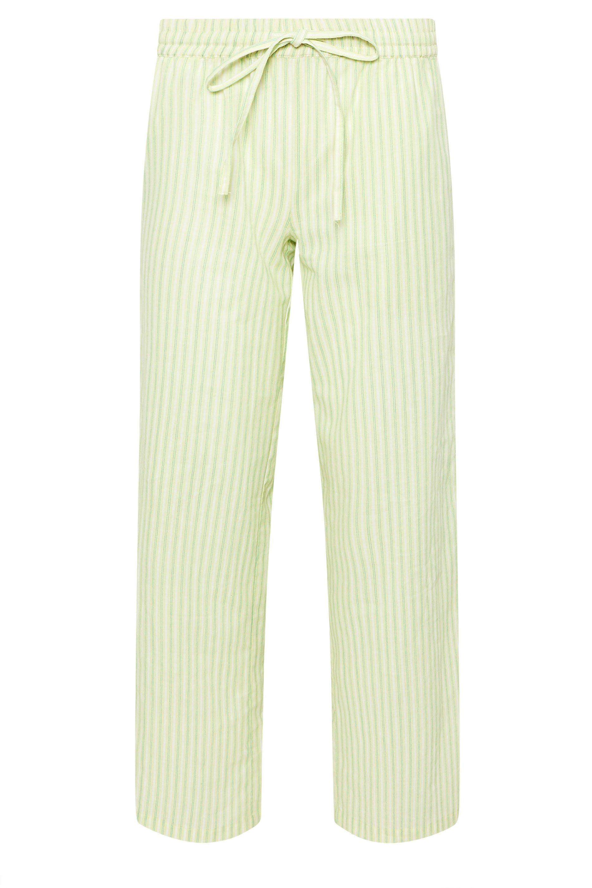 PixieGirl Petite Women's Lime Green Stripe Wide Leg Trousers | PixieGirl 5