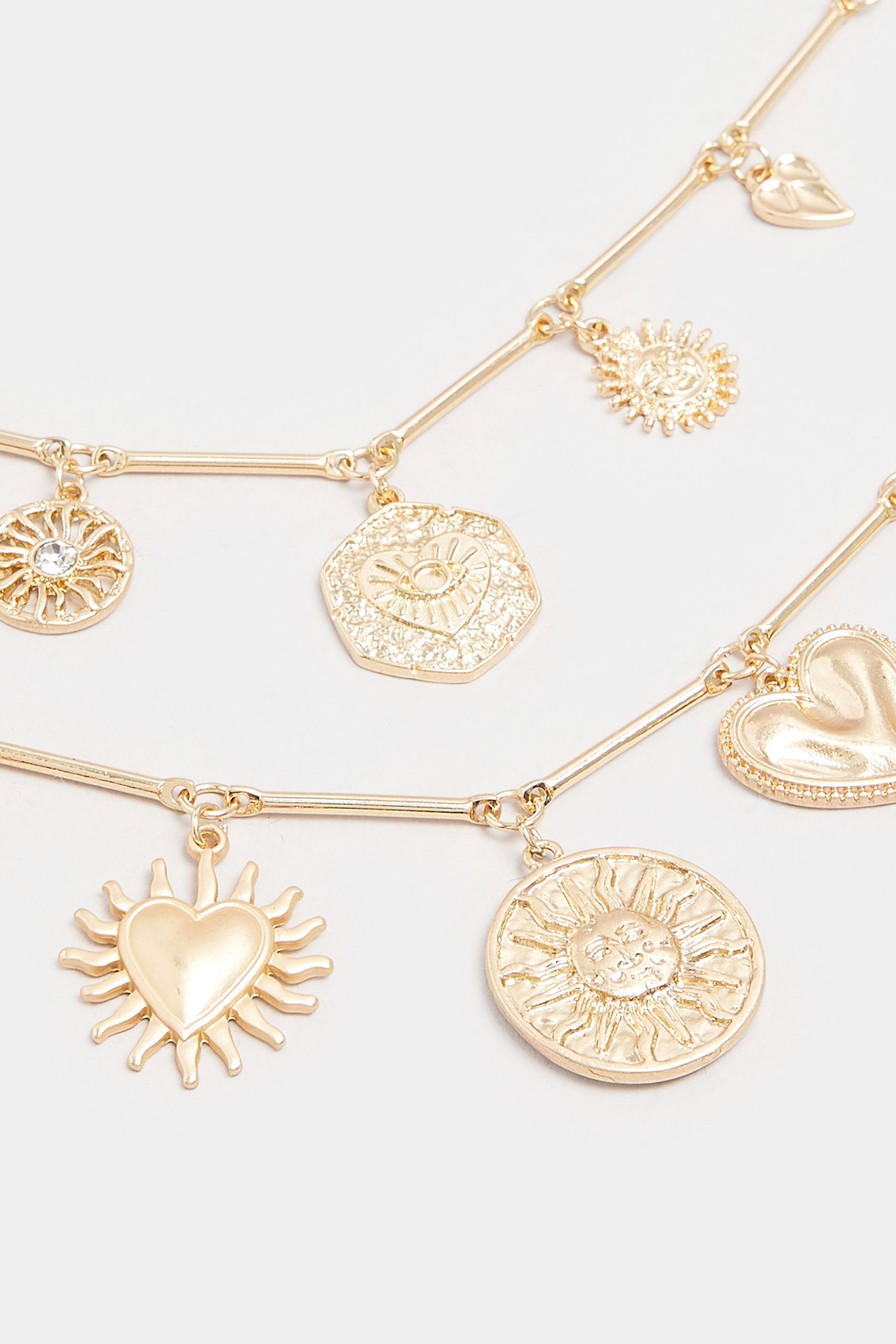 Gold Tone Pendant Charm Layered Chain Necklace | Yours Clothing 3