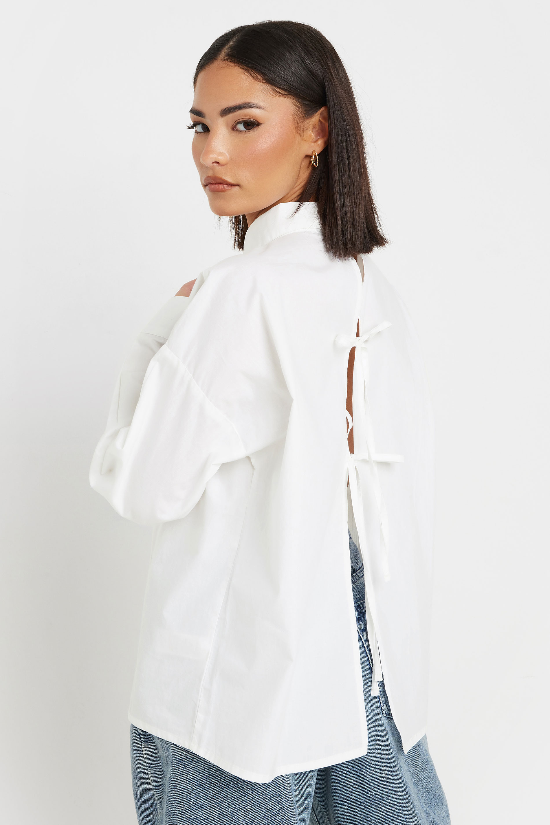 PixieGirl Petite Women's White Tie Back Shirt | PixieGirl 4