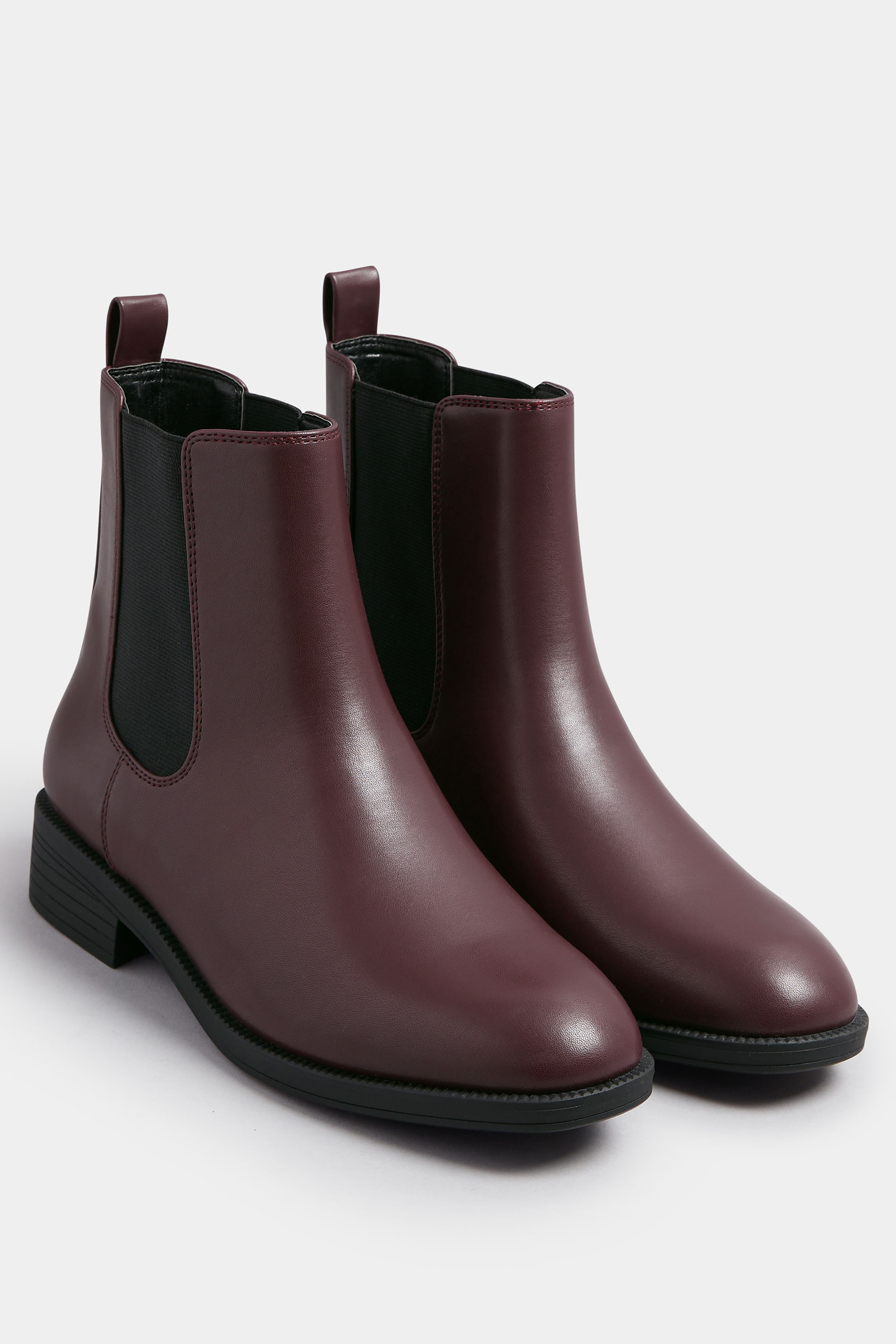 Burgundy Red Faux Leather Chelsea Ankle Boots In Wide E Fit & Extra Wide EEE Fit | Yours Clothing 2