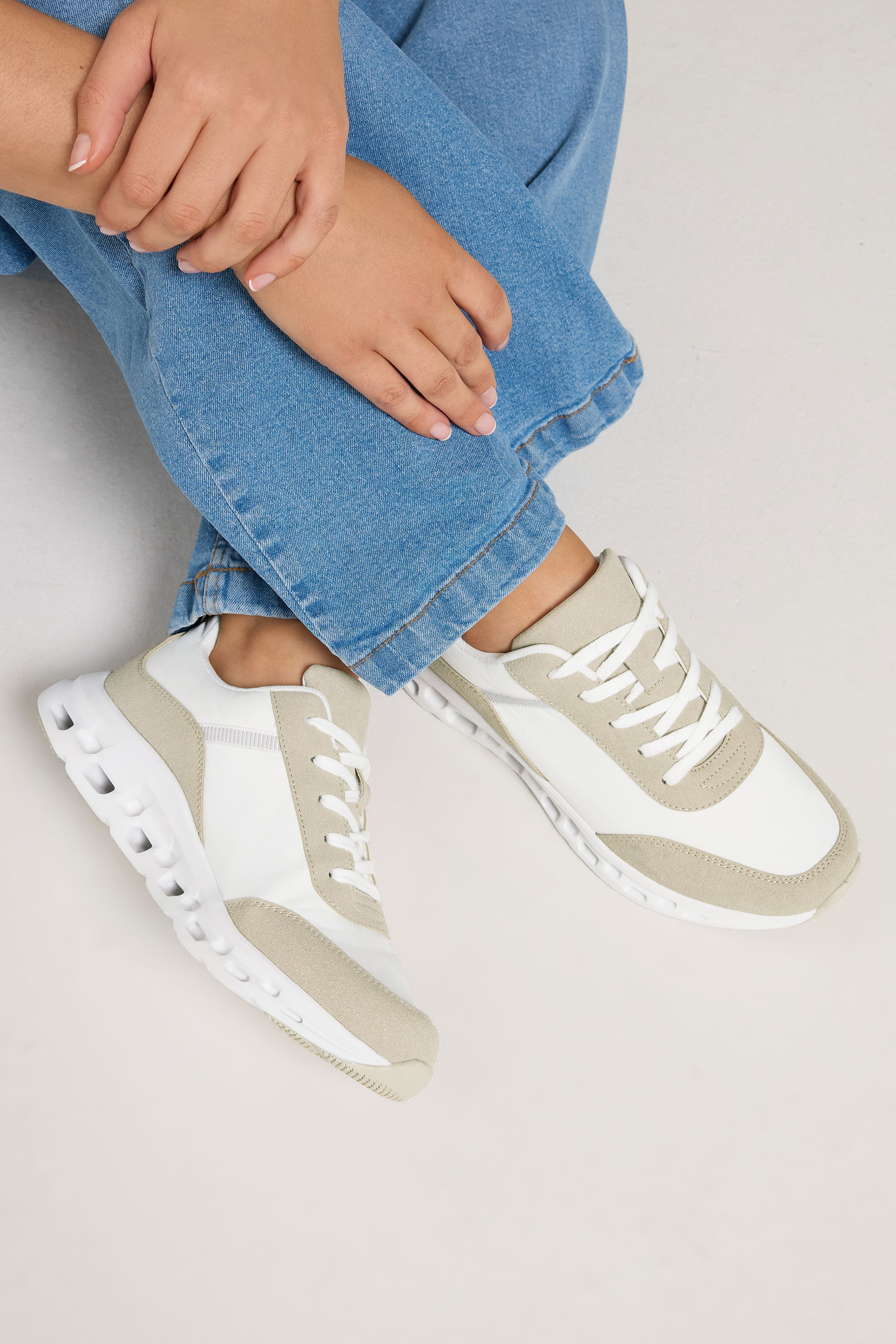 White Contrast Chunky Runner Trainers In Extra Wide EEE Fit | Yours Clothing 3