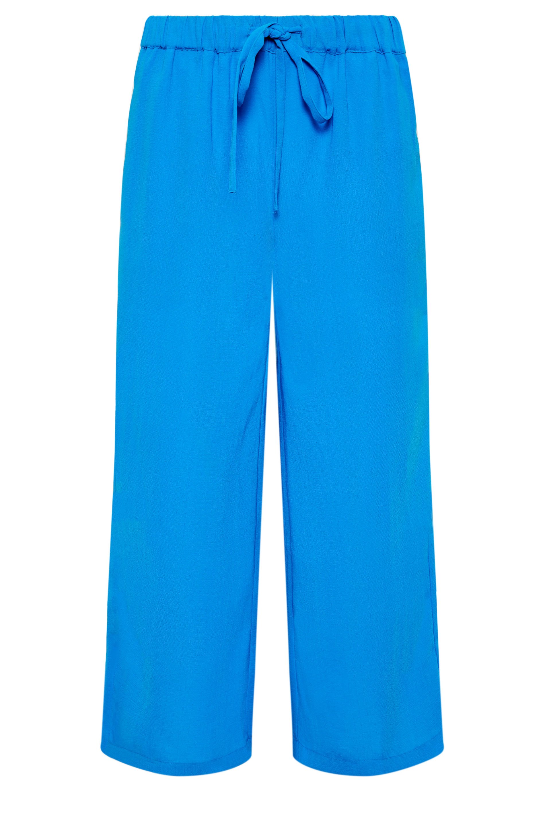 PixieGirl Petite Women's Blue Cropped Wide Leg Trousers | PixieGirl 5