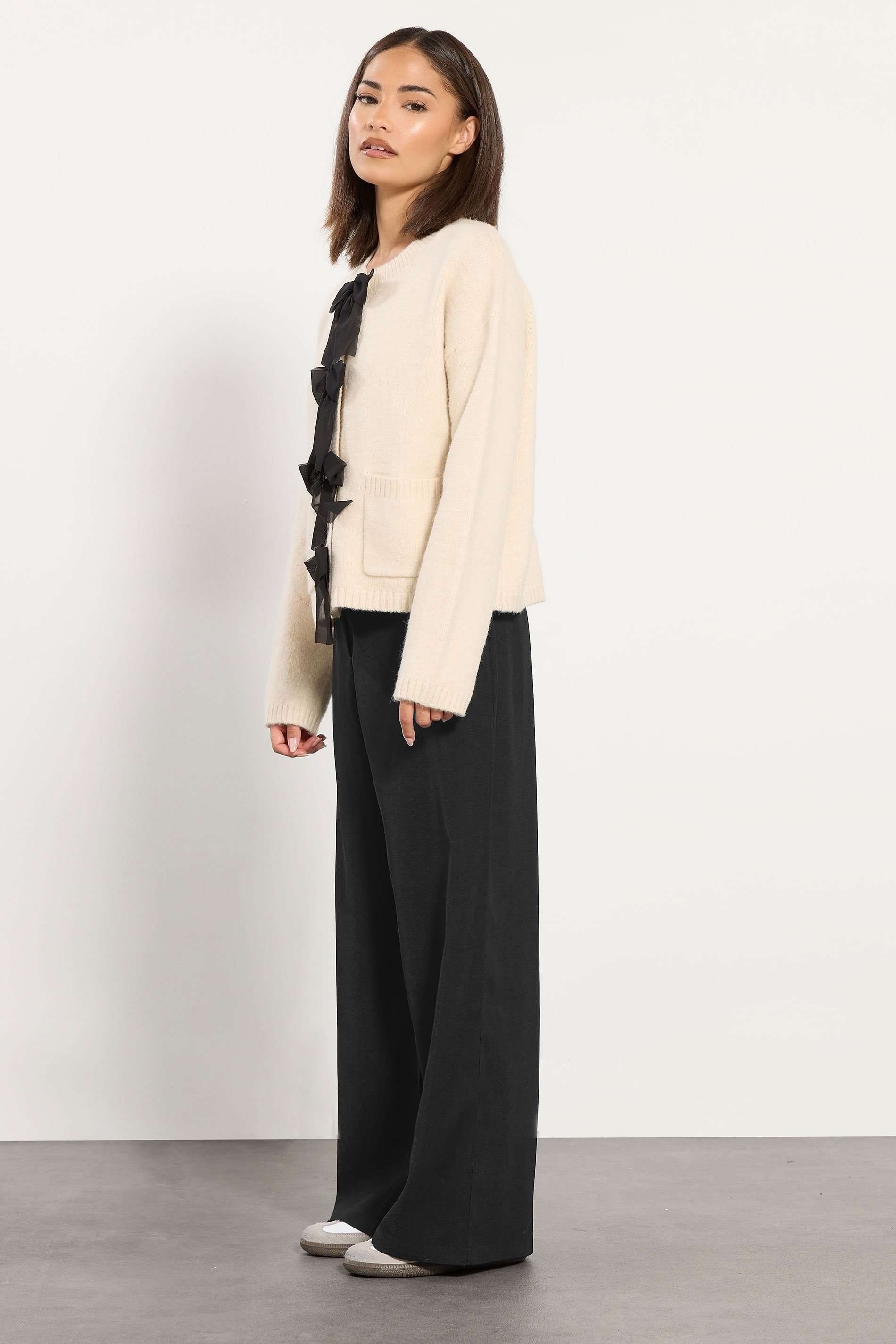 PixieGirl Petite Women's Black Tab Wide Leg Trousers | PixieGirl 3