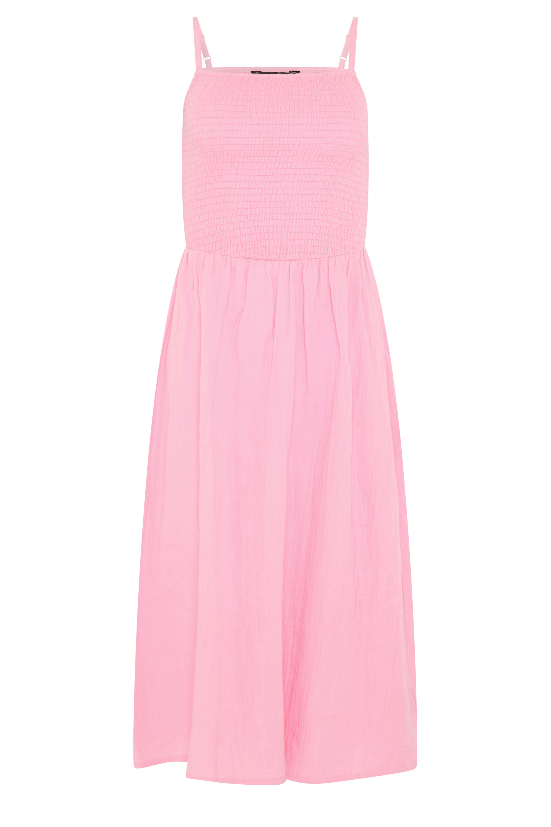 PixieGirl Petite Women's Pink Cotton Cheesecloth Midi Dress | PixieGirl 5