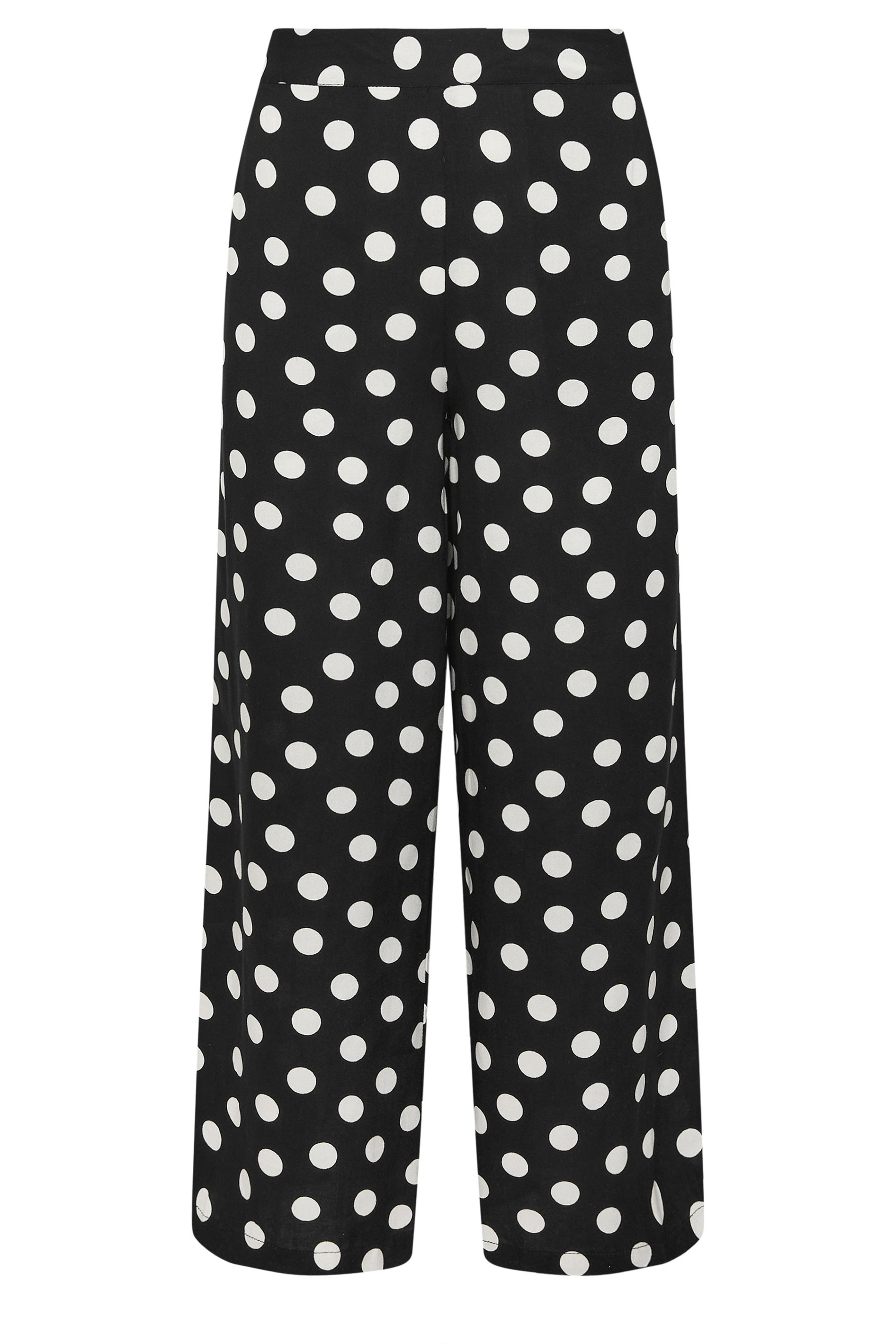 M&Co Petite Black & White Polka Dot Wide Leg Trousers | M&Co 5