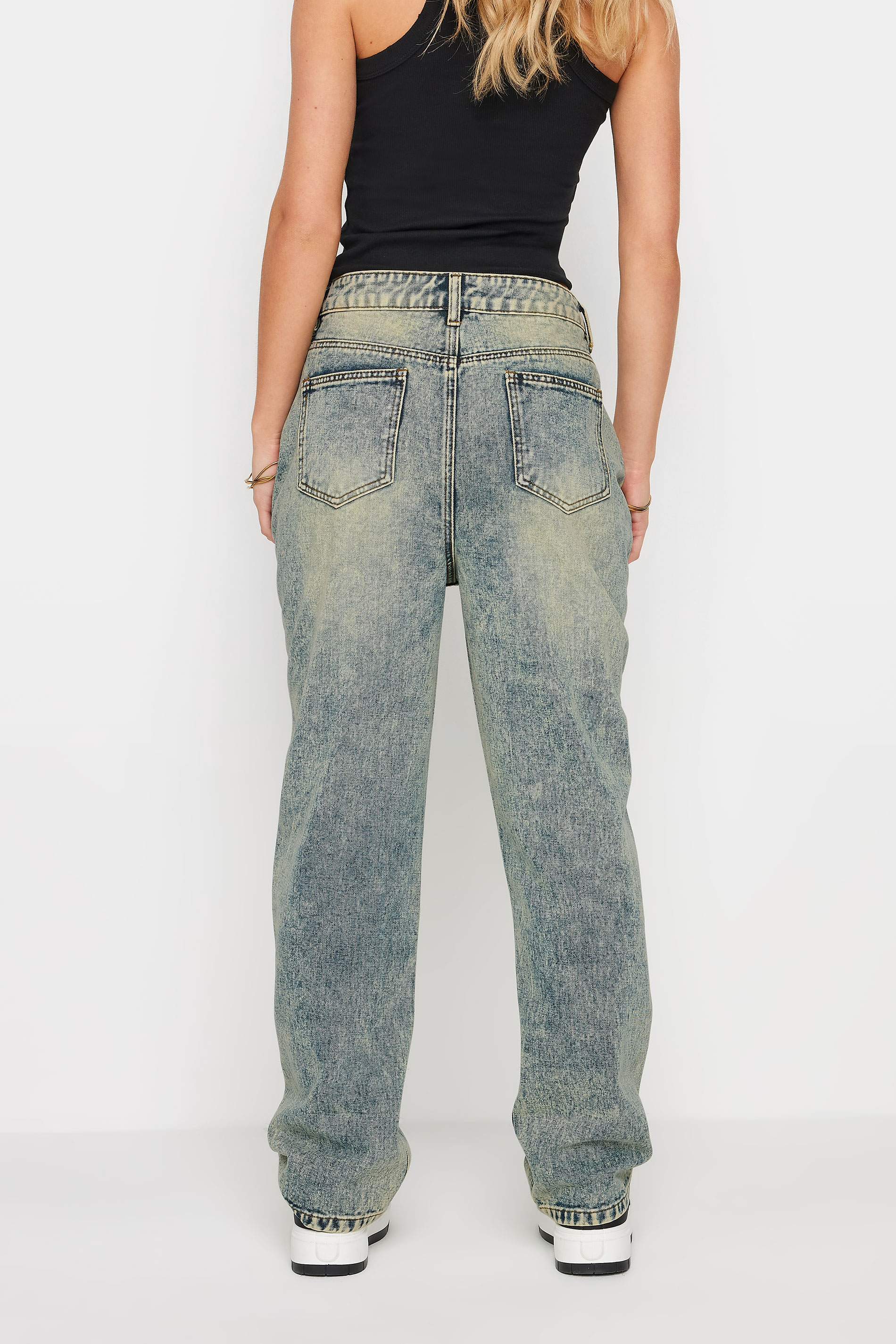 PixieGirl Petite Women's Blue Extreme Washed Straight Leg Jeans | PixieGirl 3
