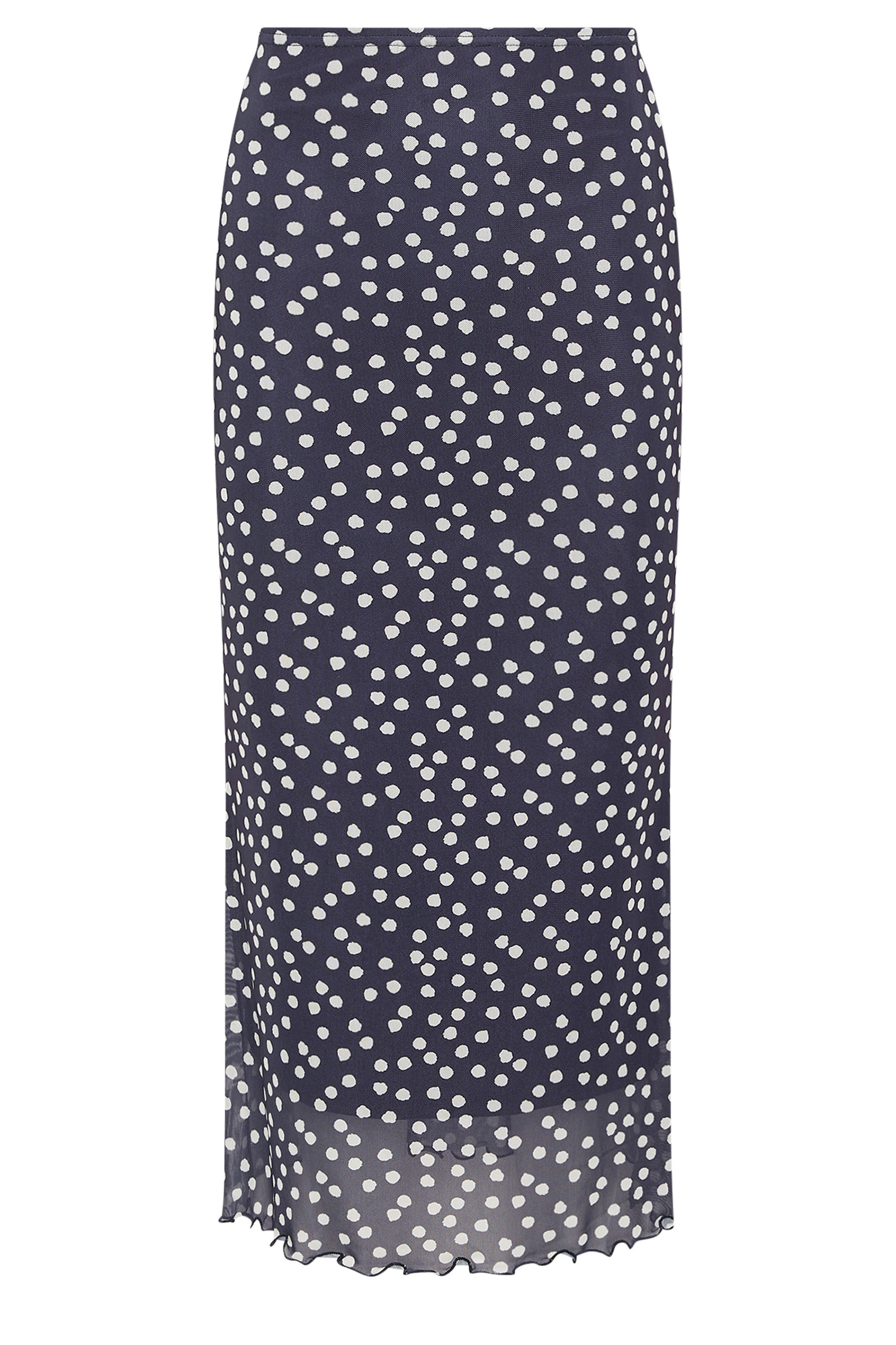 M&Co Petite Navy Blue Polka Dot Mesh Maxi Skirt | M&Co 5