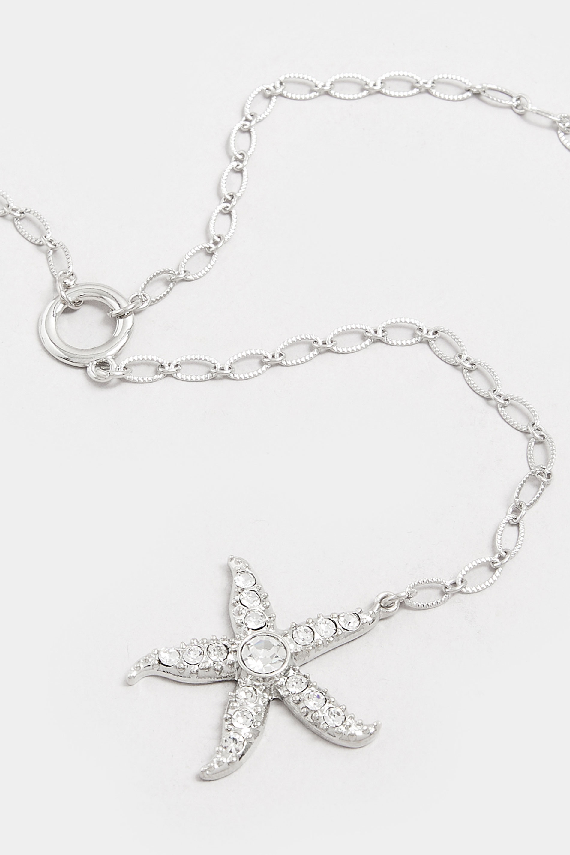 Silver Tone Starfish Pendant Long Necklace | Yours Clothing 3