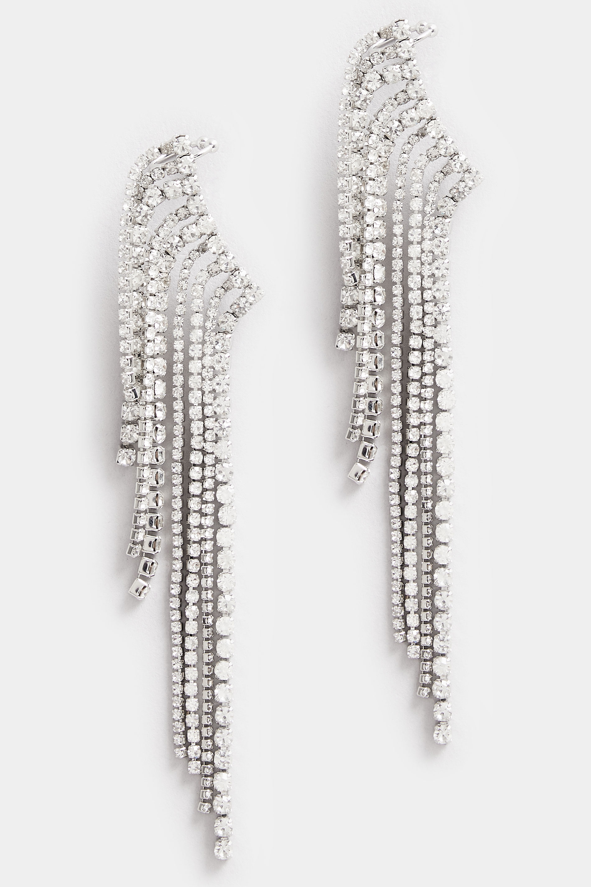 Silver Tone Diamante Cuff Earrings | Yours Clothing 2