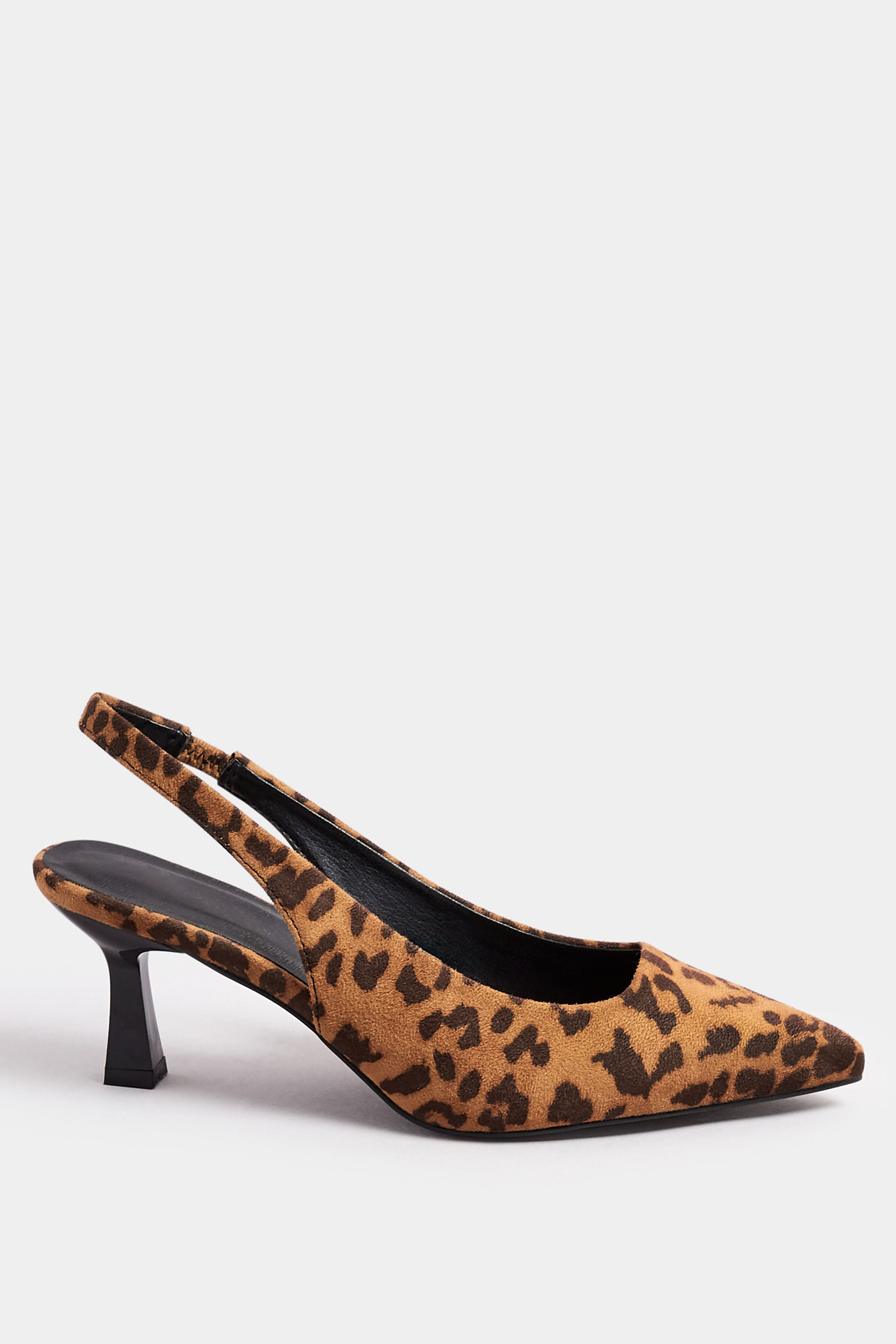 Brown Leopard Print Slingback Kitten Heels In Extra Wide EEE Fit | Yours Clothing 4
