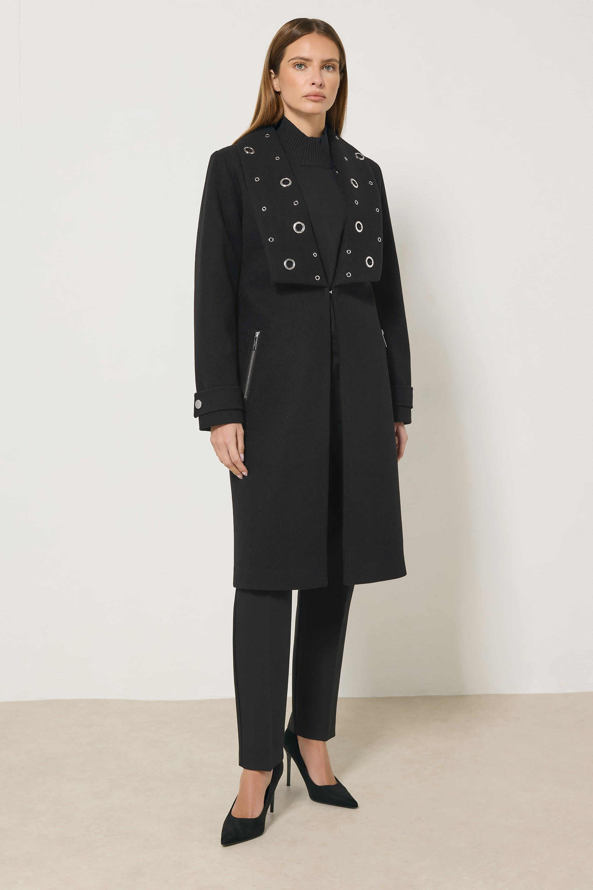STAR Black Eyelet Collar Coat | StarByJM 4
