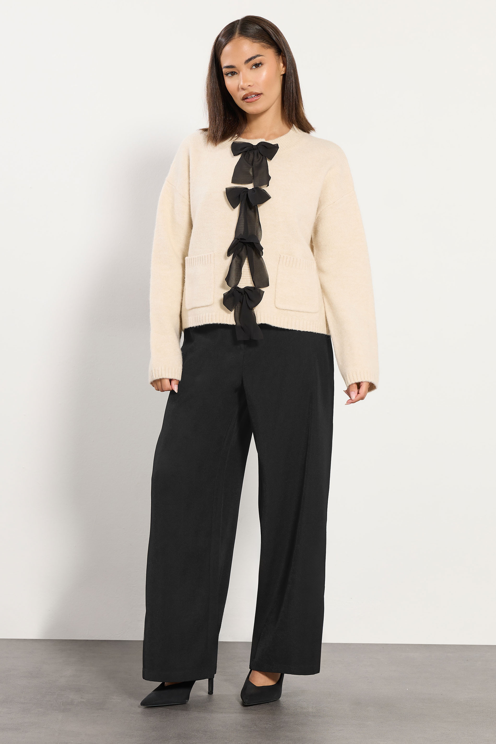 PixieGirl Petite Women's Black Tab Wide Leg Trousers | PixieGirl 1