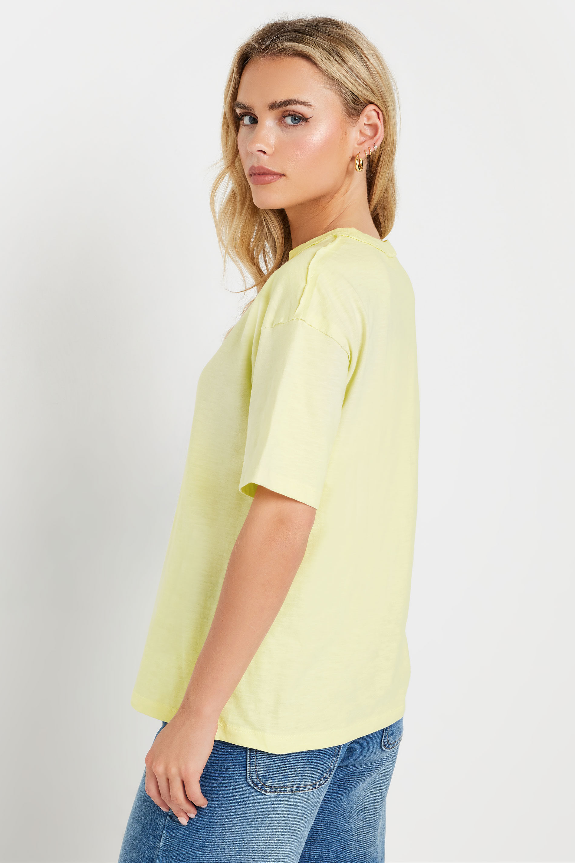 PixieGirl Petite Women's 2 PACK Grey & Yellow Seam Detail T-Shirt | PixieGirl 5