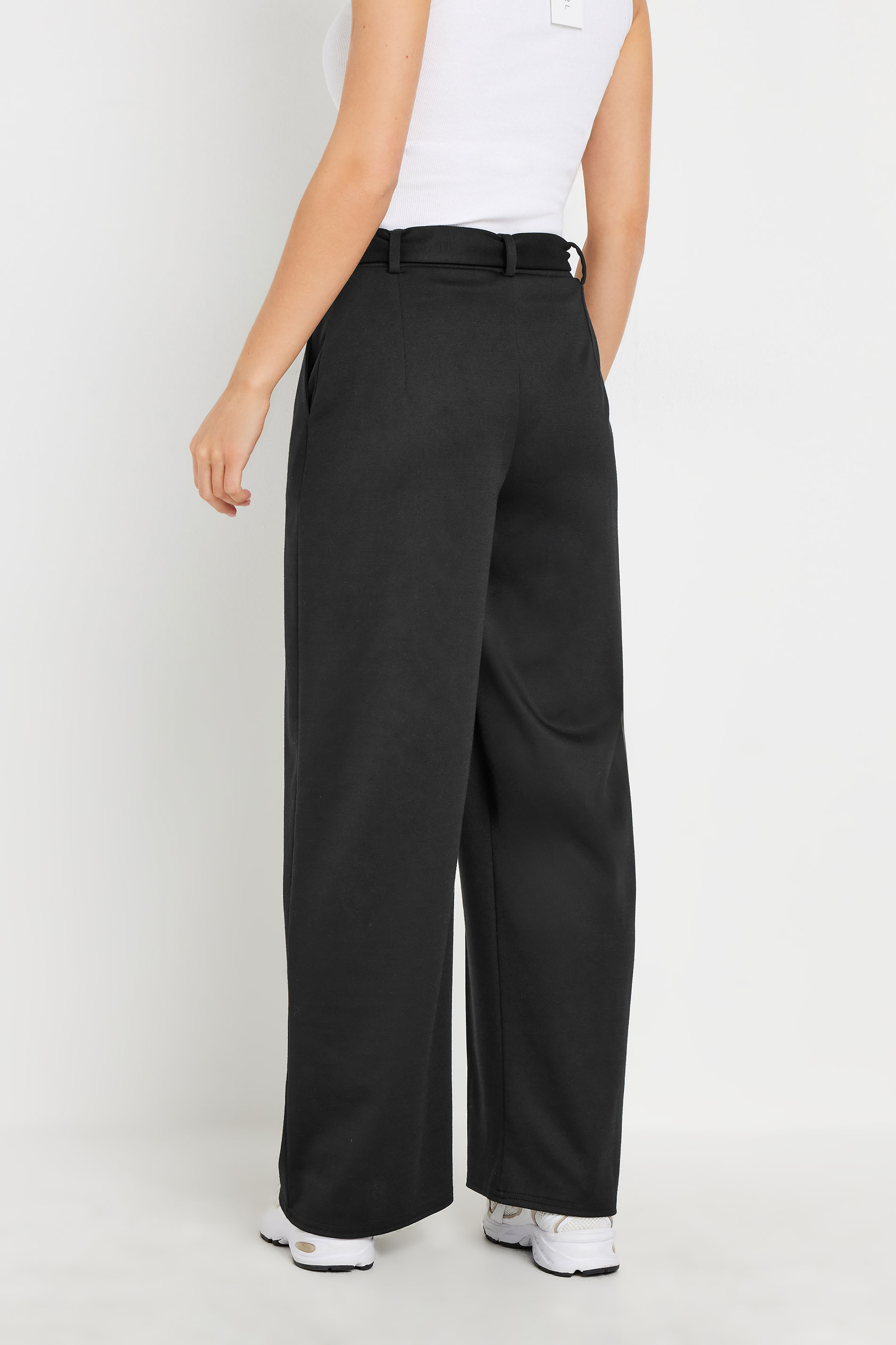 PixieGirl Petite Women's Black Buckle Wide Leg Trousers | PixieGirl 3