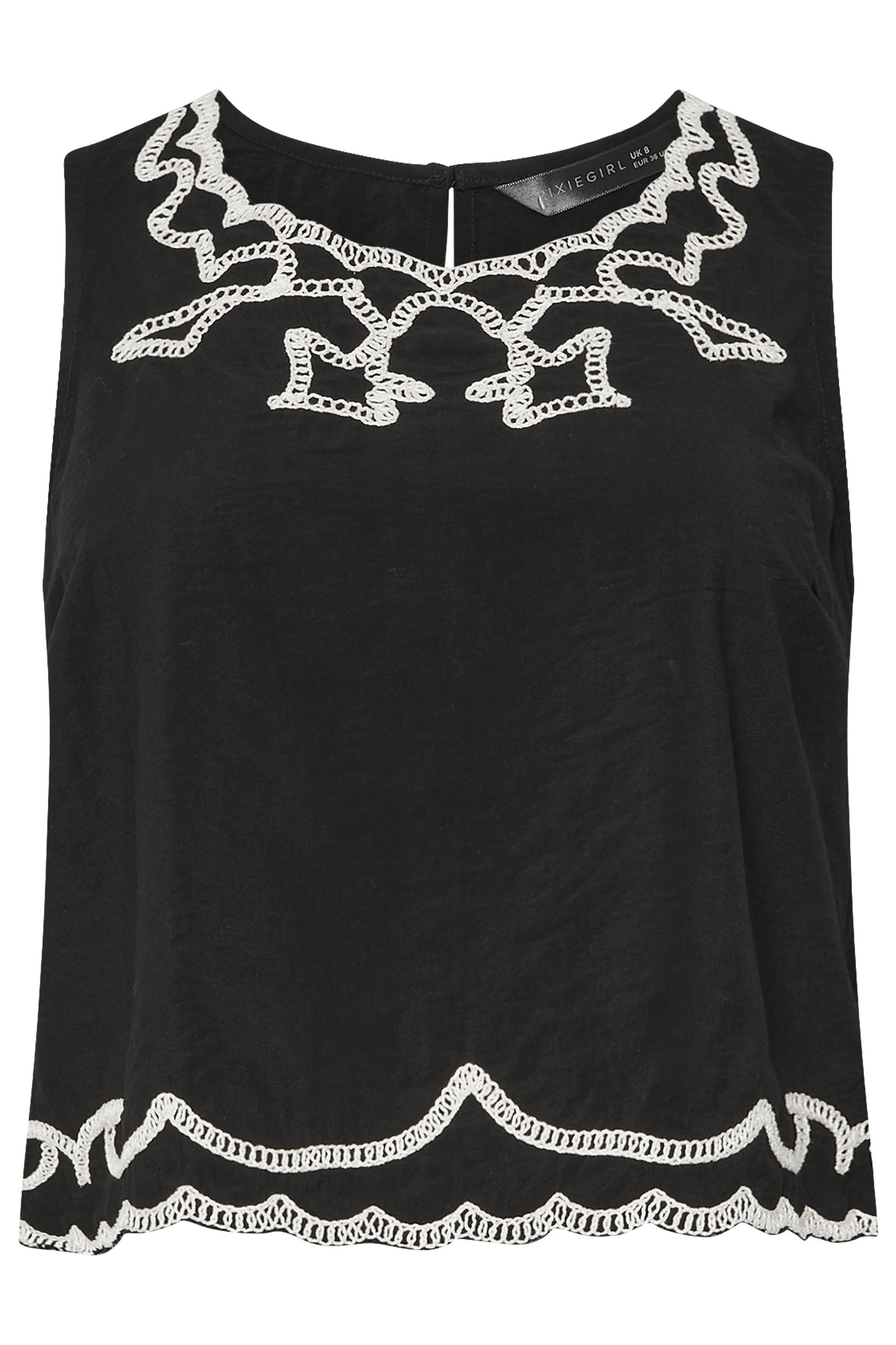 PixieGirl Petite Women's Black Embroidered Sleeveless Top | PixieGirl 5