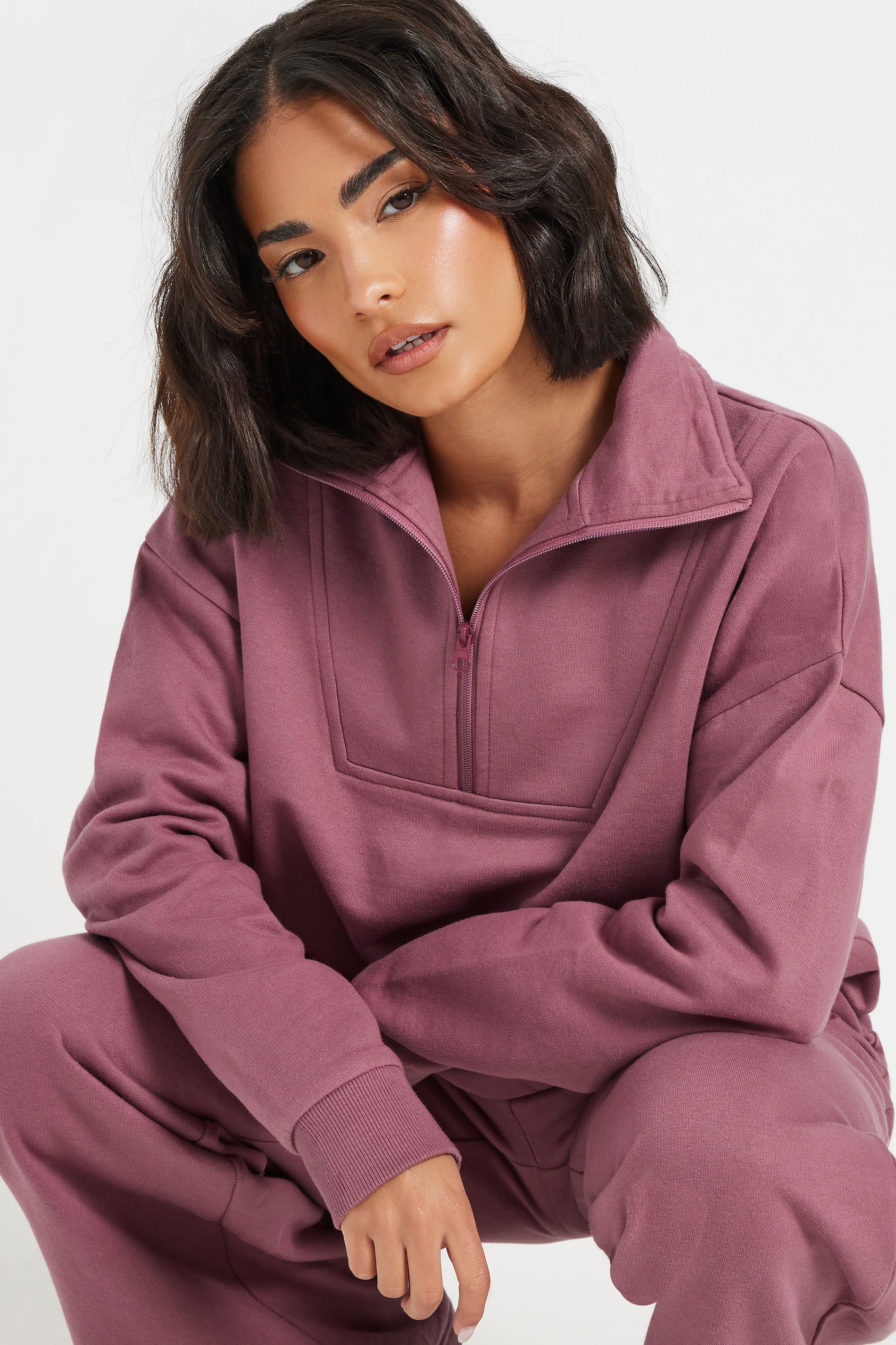 PixieGirl Petite Women's Blush Pink Quarter Zip Sweatshirt | PixieGirl 6