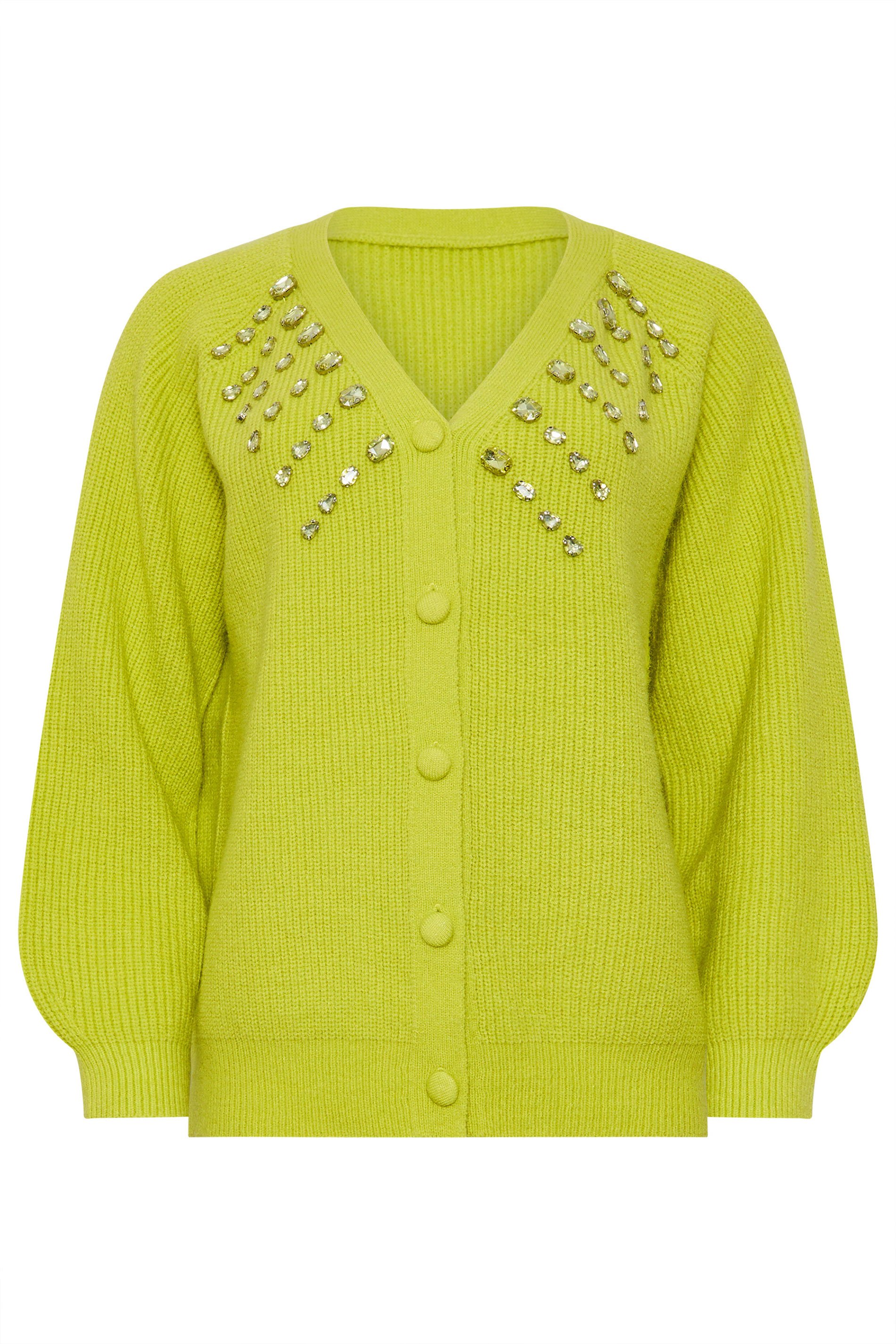 STAR Lime Green Gem Embellished Cardigan | StarByJM 7