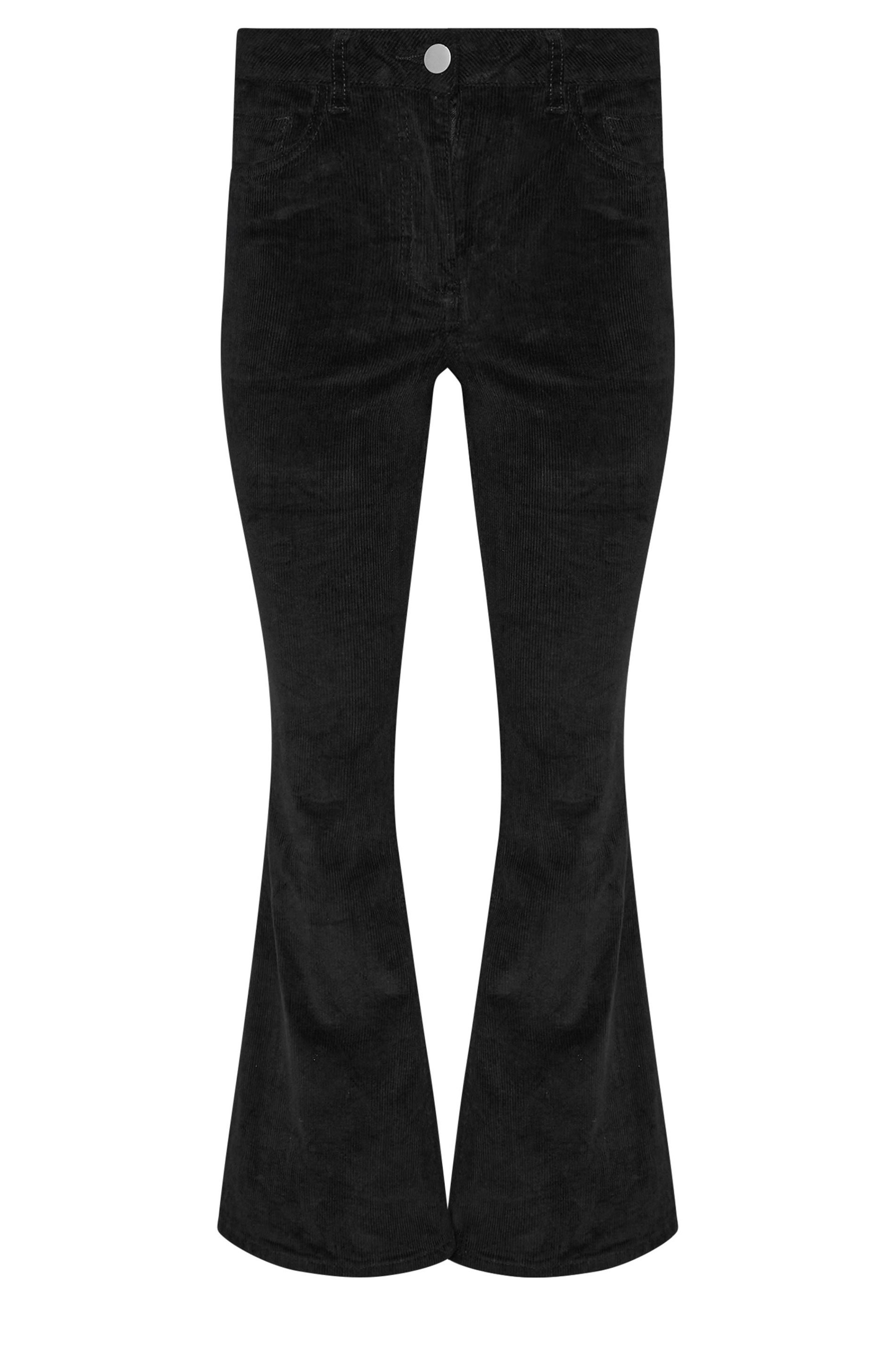 PixieGirl Petite Women's Black Cord Detail Flared Trousers | PixieGirl 5