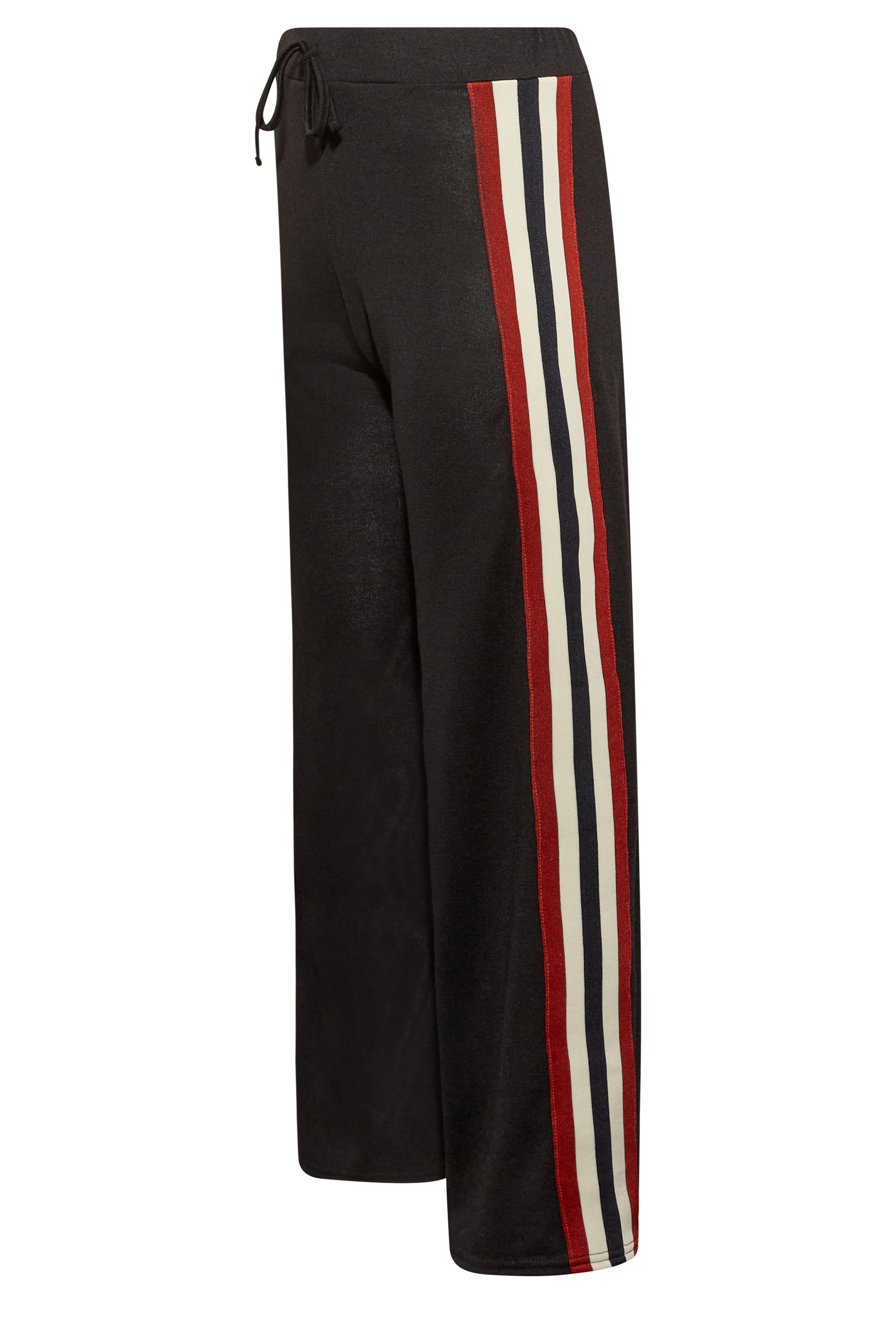 Petite Black Side Stripe Knitted Wide Leg Trousers