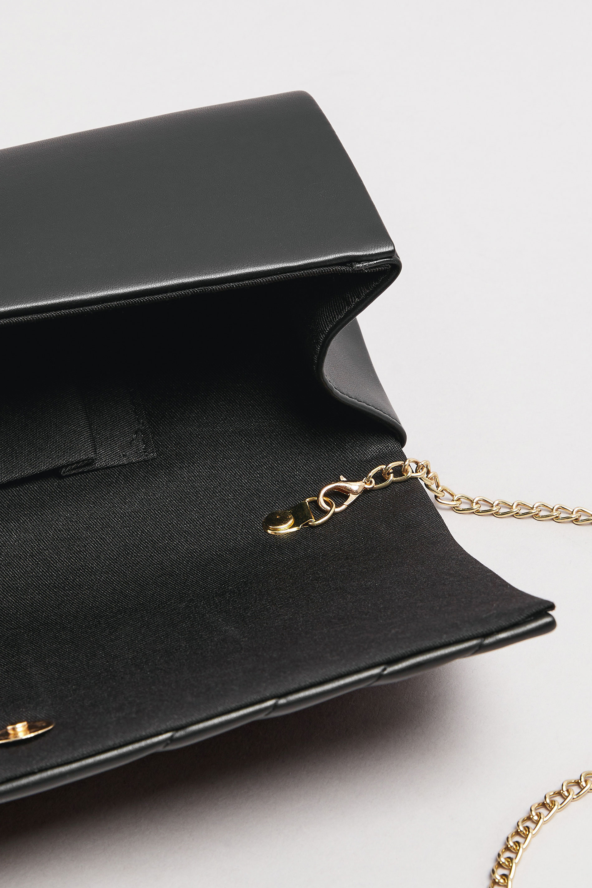 Black Faux Leather Chevron Clutch Bag | Yours Clothing 6