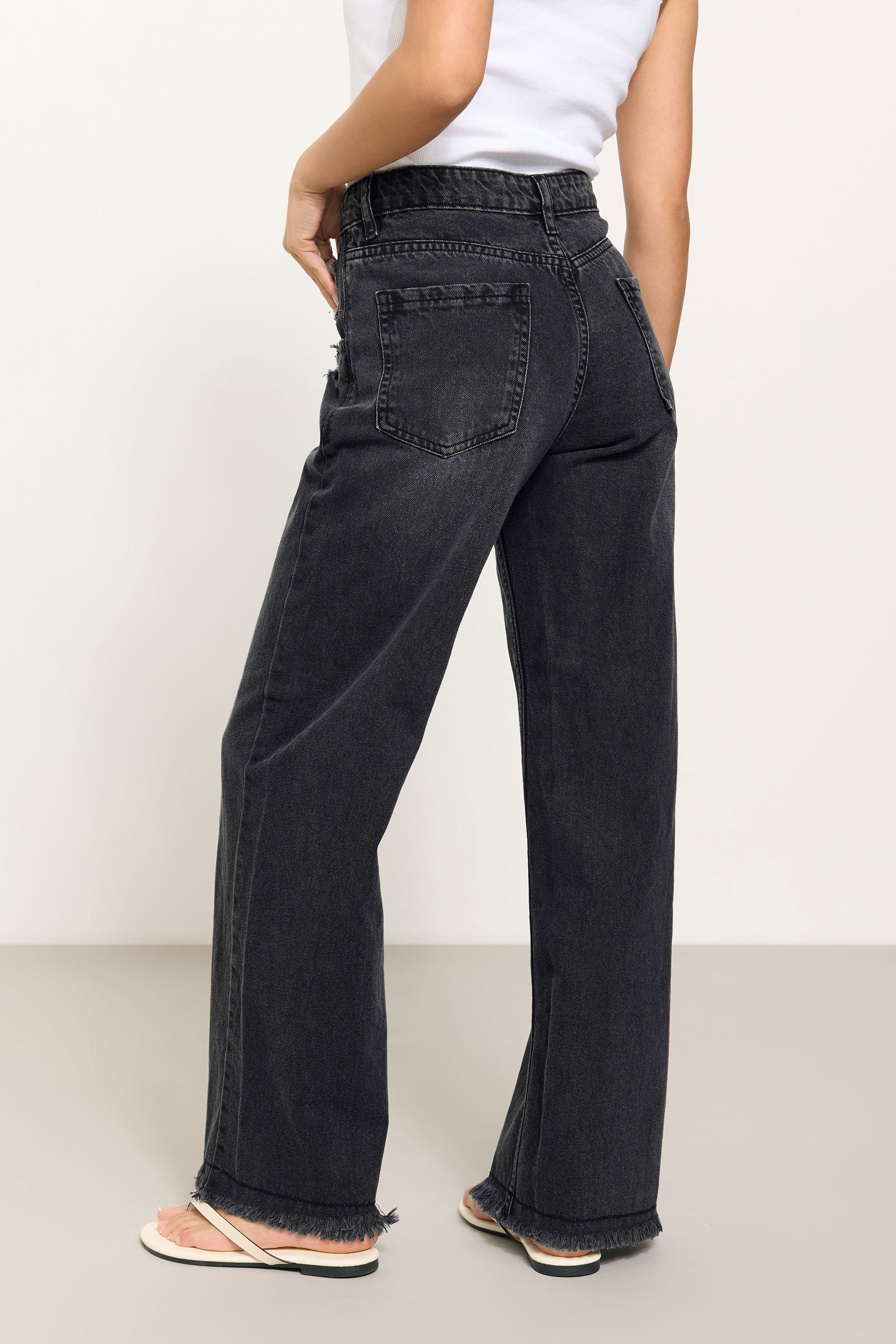 PixieGirl Petite Women's Black Distressed Straight Leg Jeans | PixieGirl 3