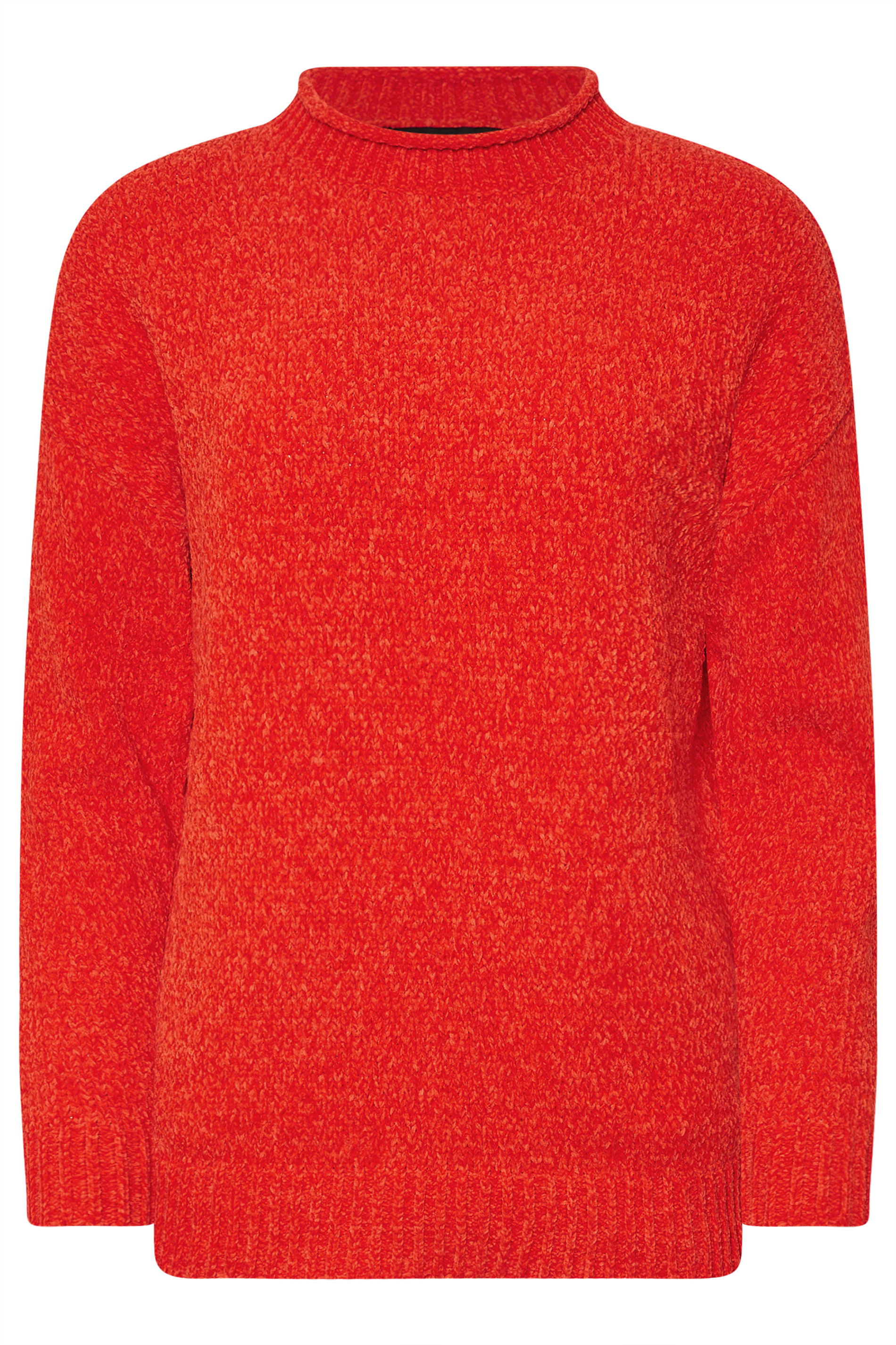 PixieGirl Petite Women's Coral Orange Chenille High Neck Jumper | PixieGirl 5